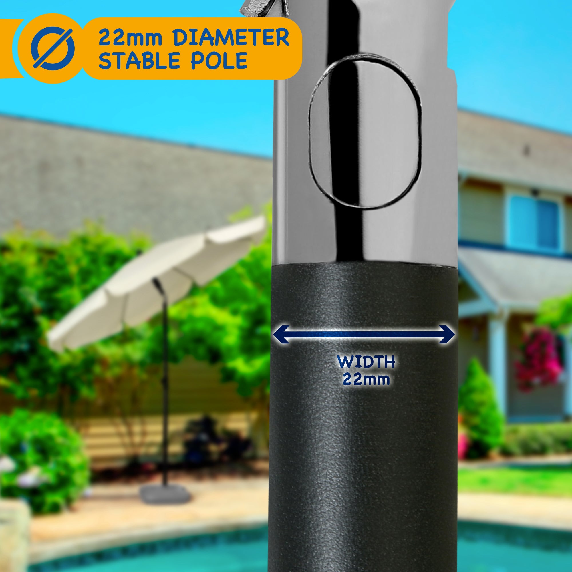 SUNMER 2M Parasol with Tilt, UV Light Protection, Easy to Open and Close, Water Resistant