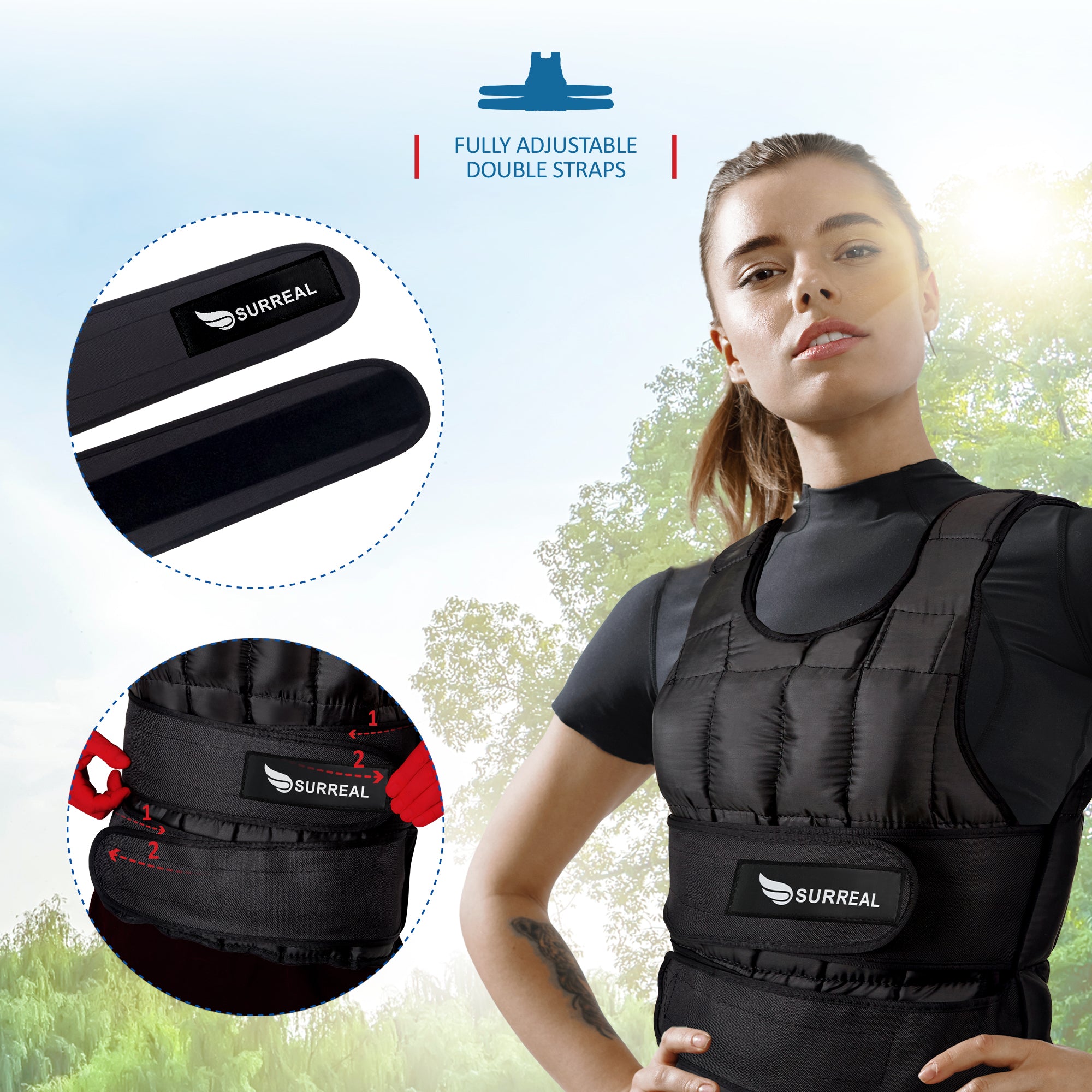 Surreal Adjustable Weighted Exercise Vest - Available in 5KG / 10KG / 15KG / 20KG / 25KG