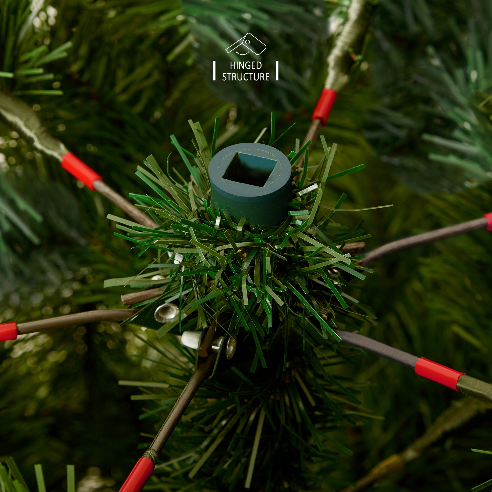 VeryMerry 'Snowhill' Pre Lit Christmas Tree with Built-In Warm White LED Lights with Auto-Off Timer, 8 Lighting Modes and Foldable Metal Stand