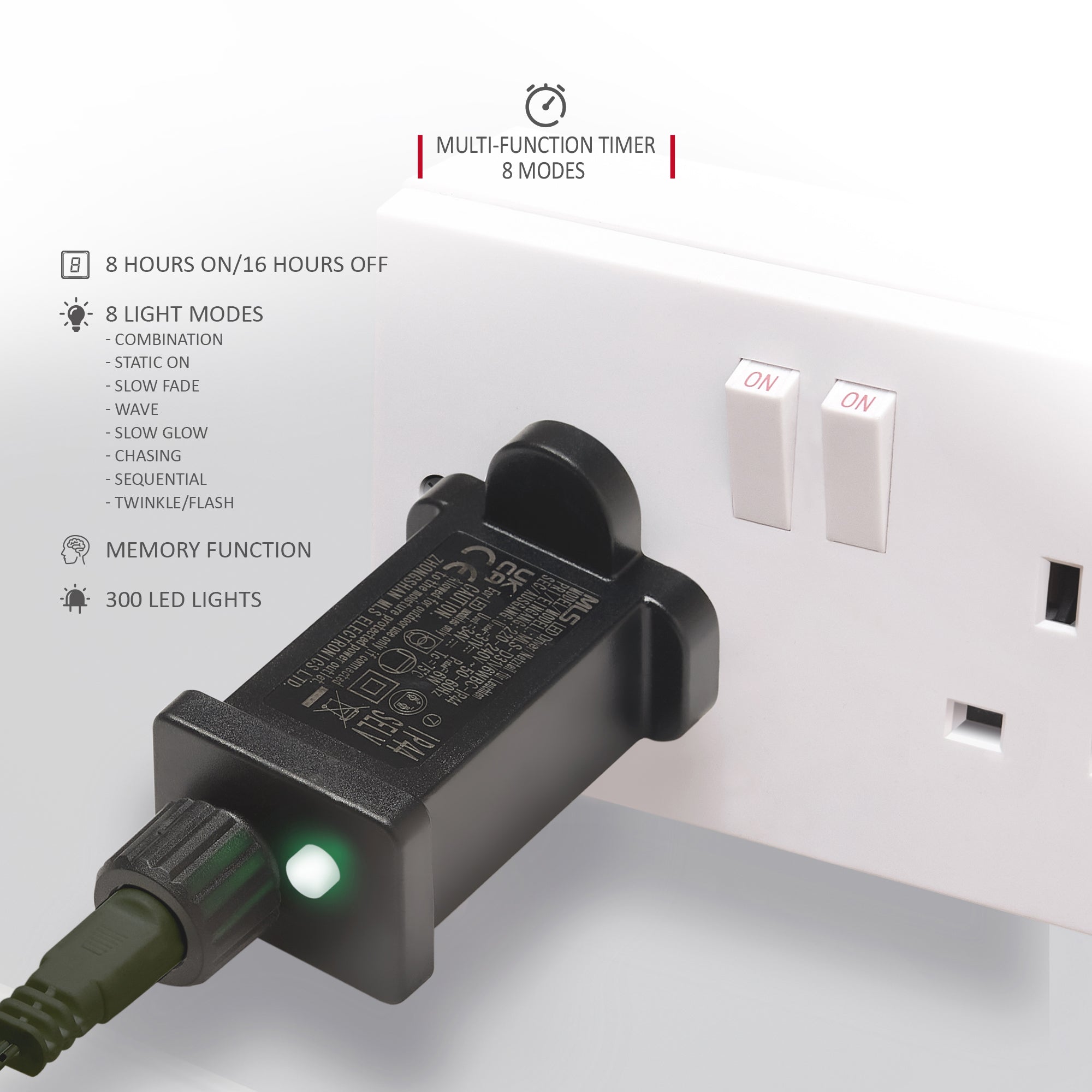 VeryMerry 'Snowhill' Pre Lit Christmas Tree with Built-In Warm White LED Lights with Auto-Off Timer, 8 Lighting Modes and Foldable Metal Stand