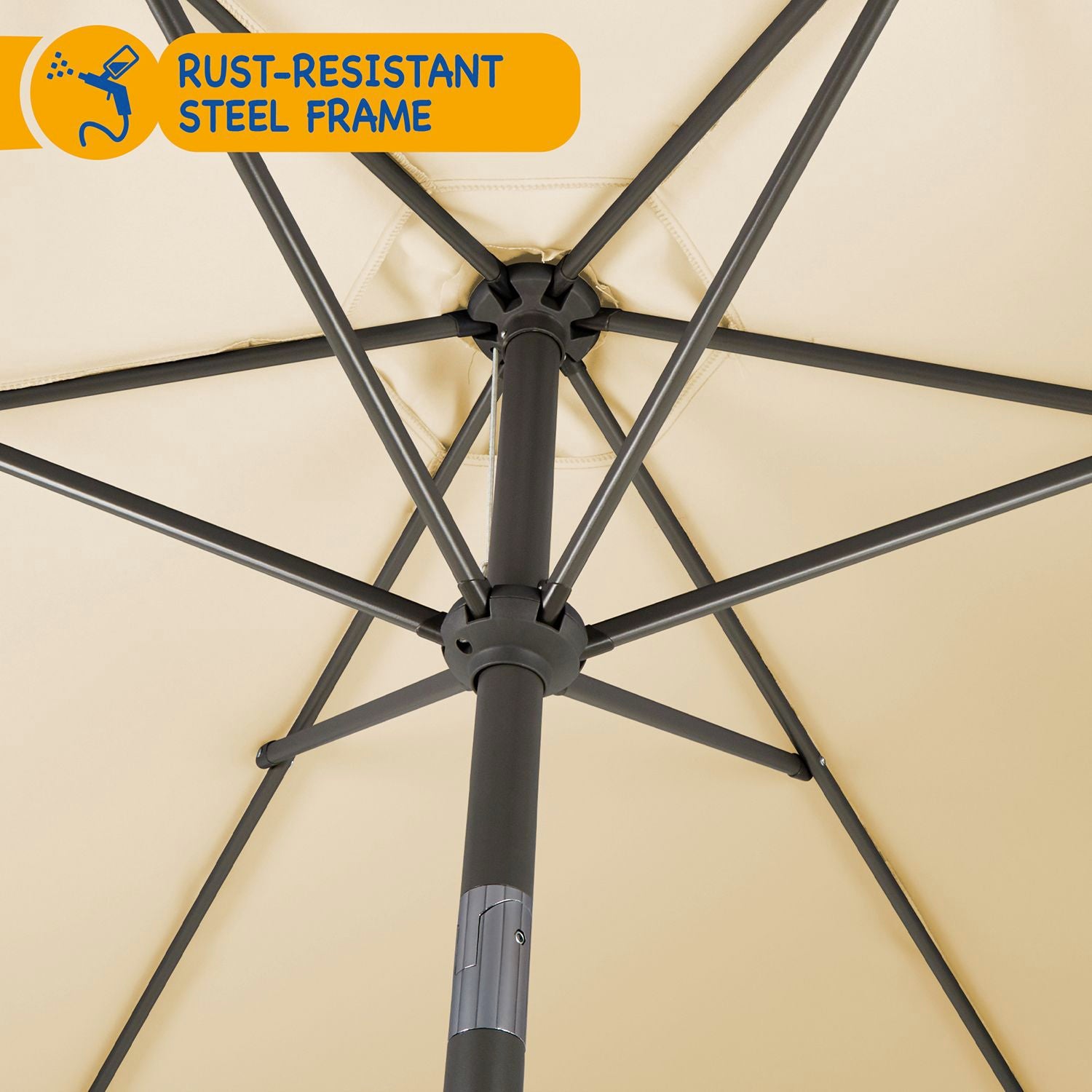 SUNMER 2.7M Parasol with Crank Mechanism Sun Shading Water Repellent Polyeste Easy to Open and Close Crank Mechanism
