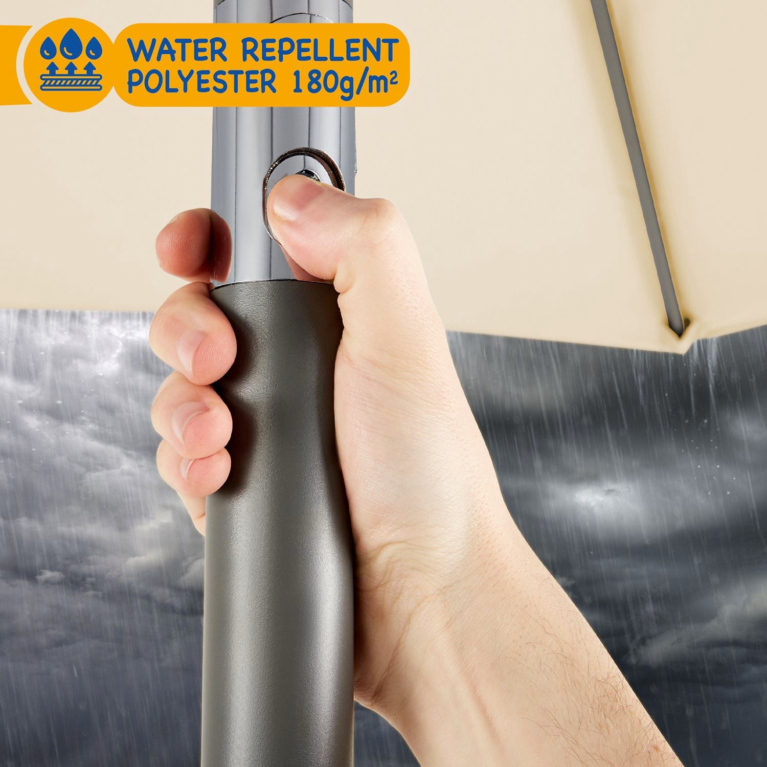 SUNMER 2.7M Parasol with Crank Mechanism Sun Shading Water Repellent Polyeste Easy to Open and Close Crank Mechanism