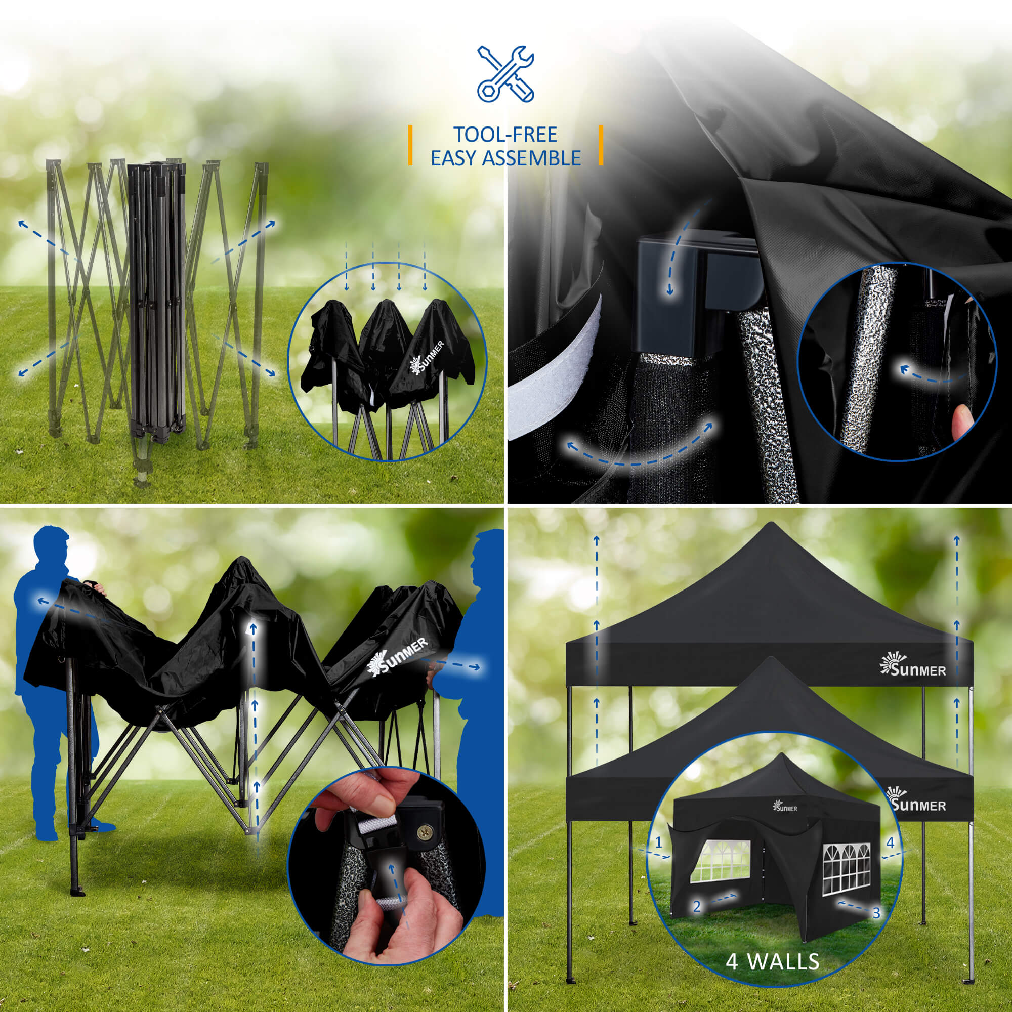 SUNMER 3Mx3M Steel Framed Gazebo with Walls