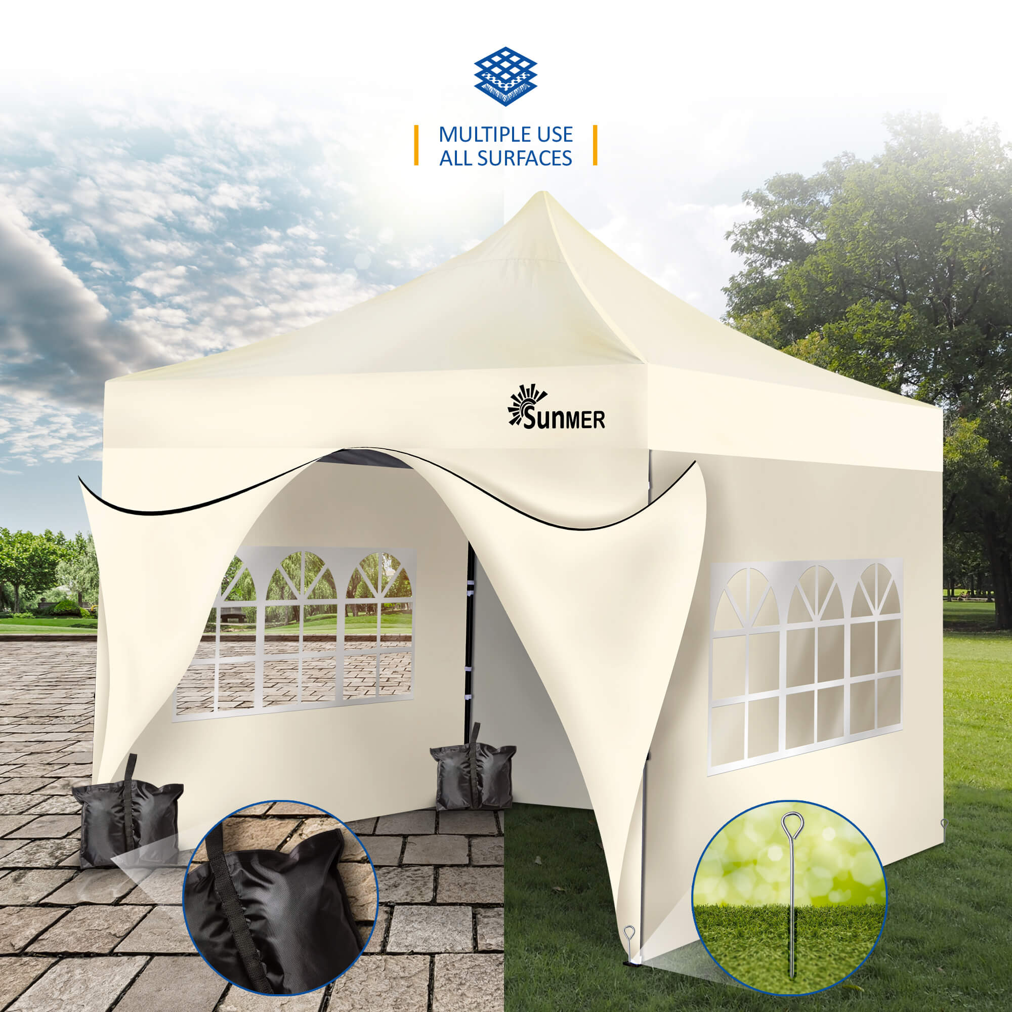 SUNMER 3Mx3M Steel Framed Gazebo with Walls