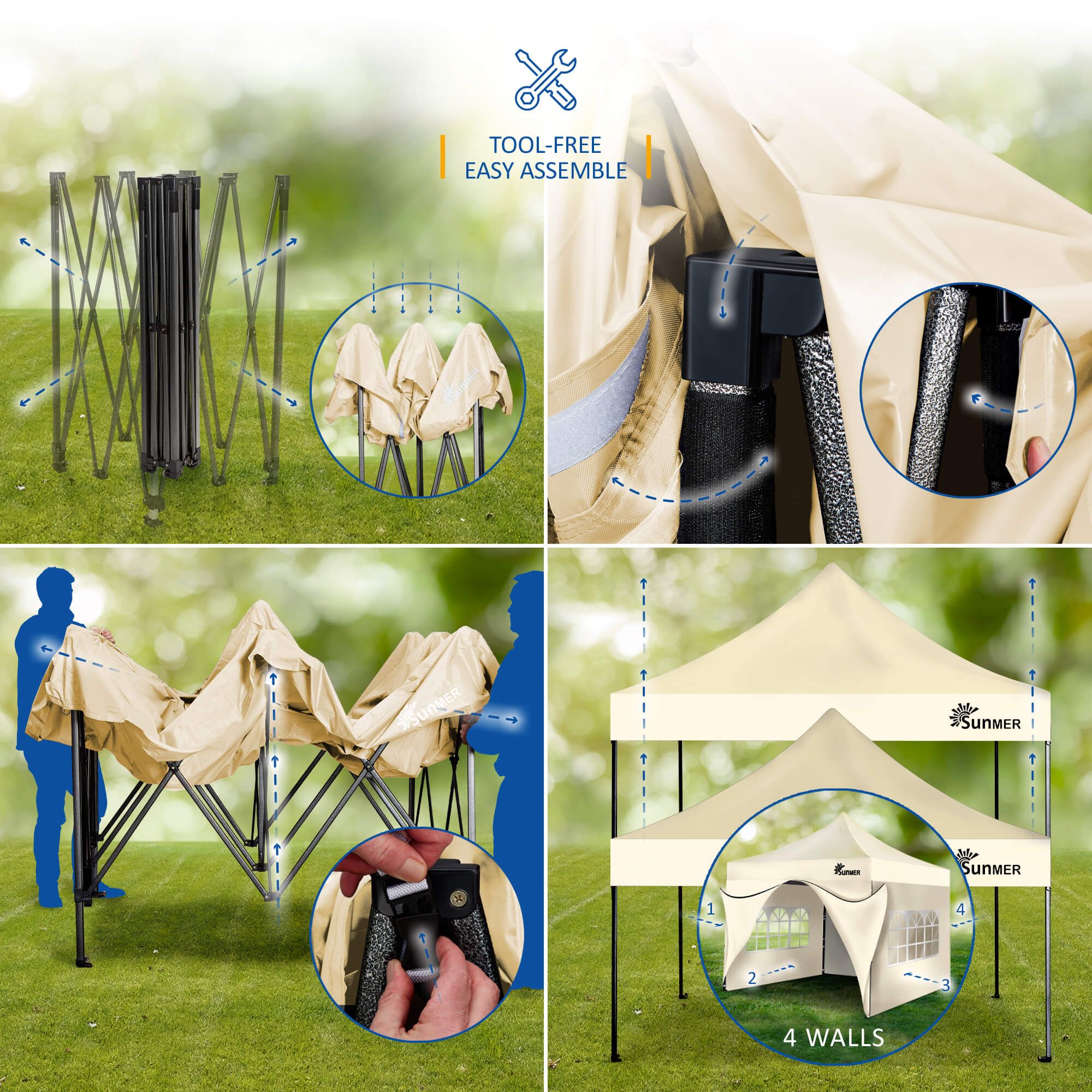 SUNMER 3Mx3M Steel Framed Gazebo with Walls