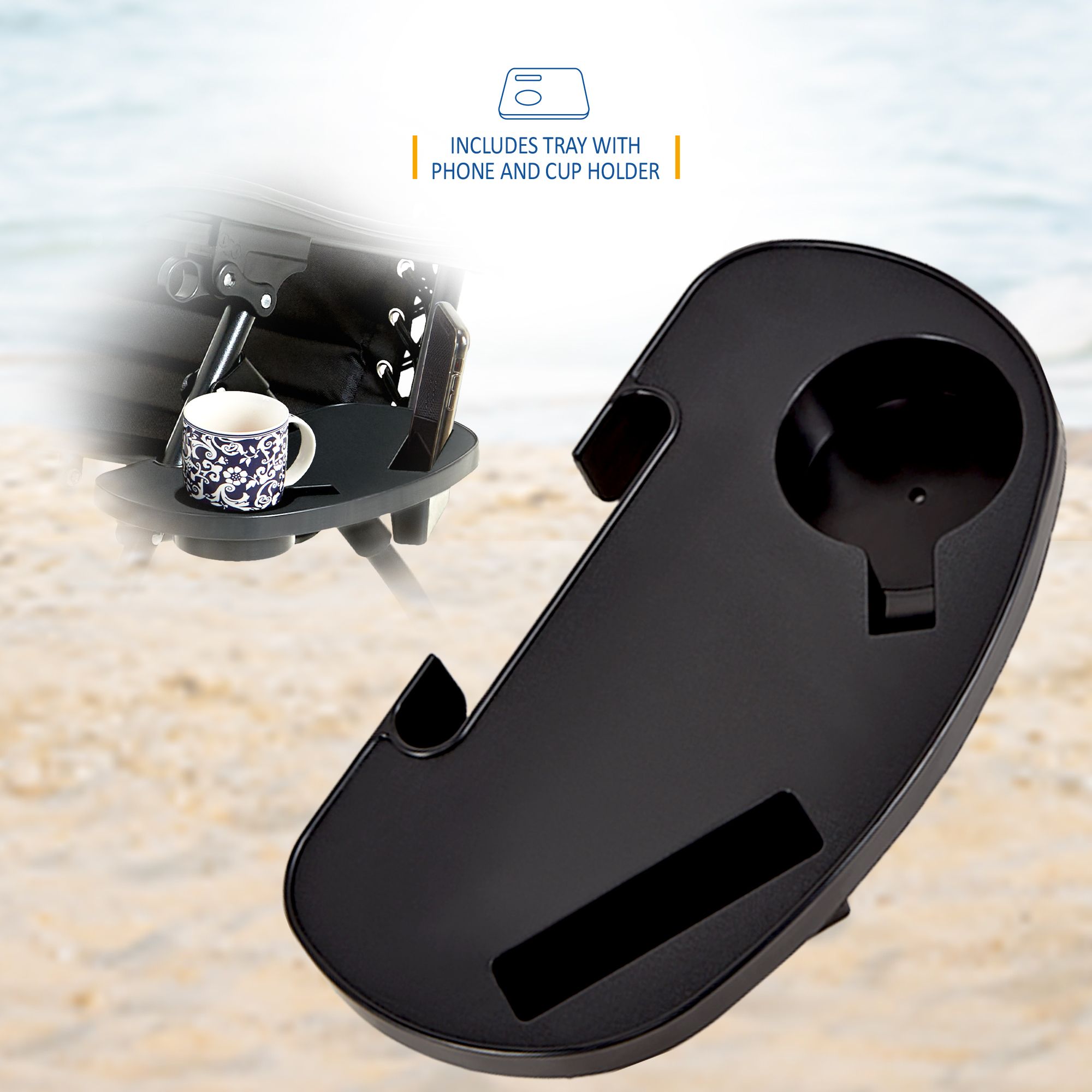 SUNMER Set of 2 Sun Lounger Garden Chairs With Cup And Phone Holder