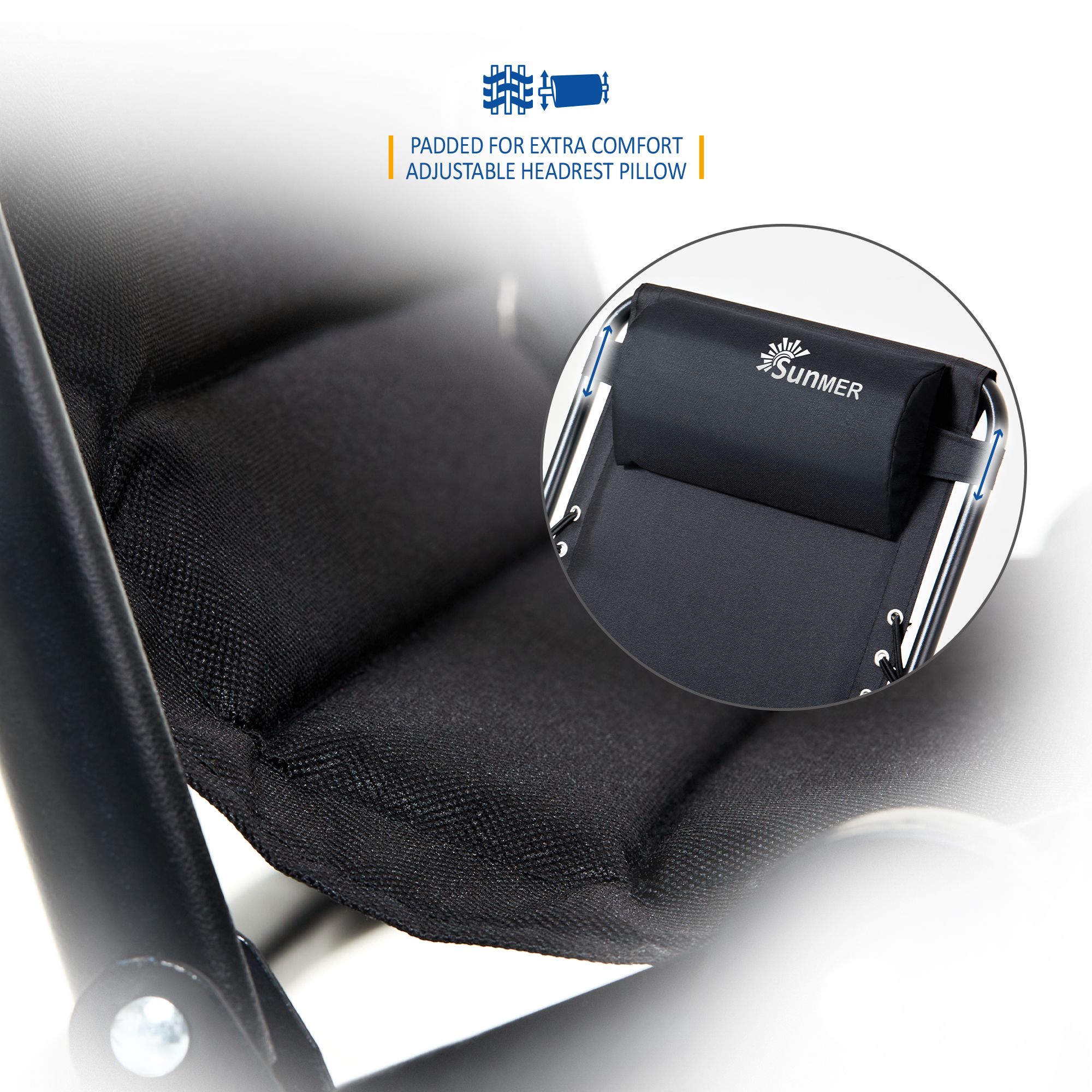 SUNMER Set of 2 Sun Lounger Garden Chairs With Cup And Phone Holder