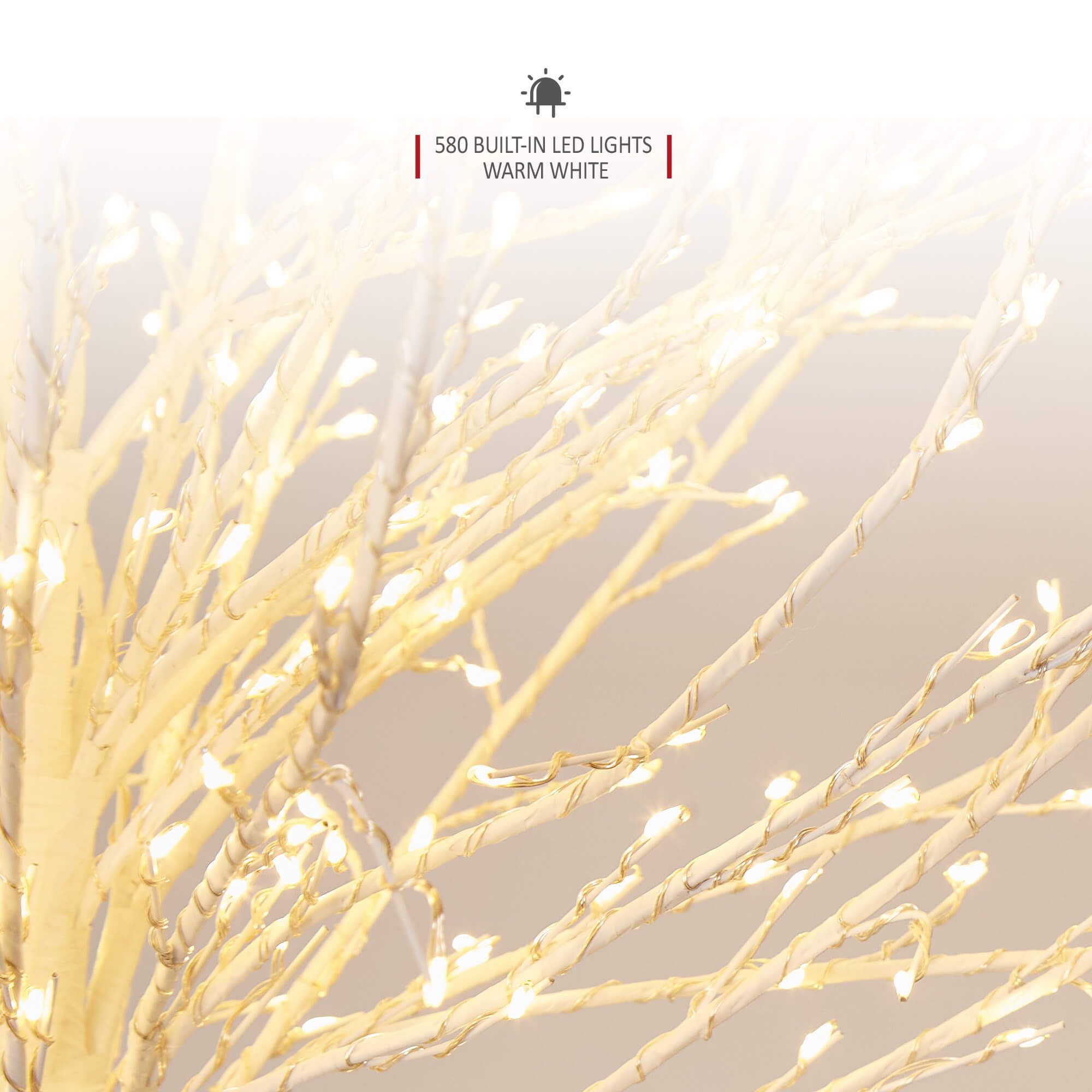 VeryMerry Micro Dot Birch Pre-Lit Christmas Tree with 900 LED Warm White Lights - Black