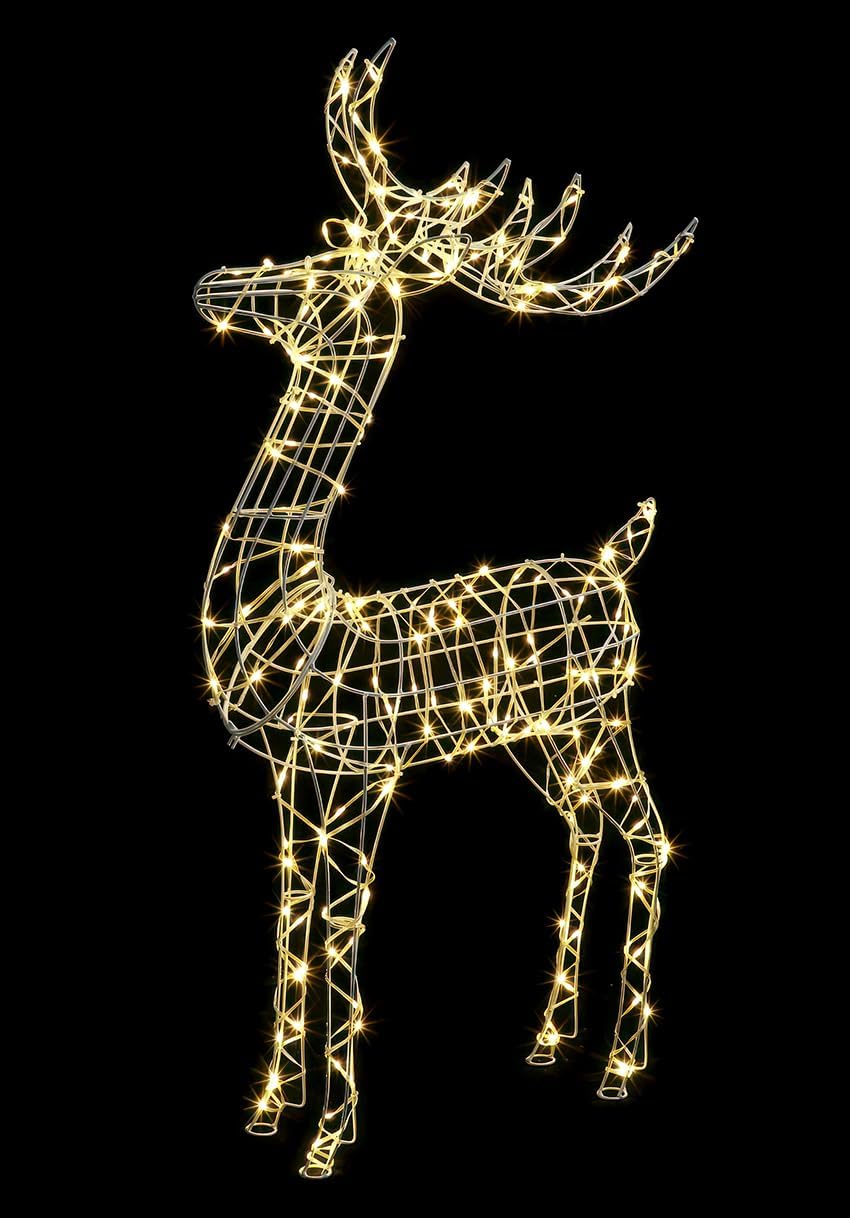 VeryMerry Pre-Lit Reindeer Extra Large 115cm with 200 LED, Auto-Off Timer, Christmas Decoration