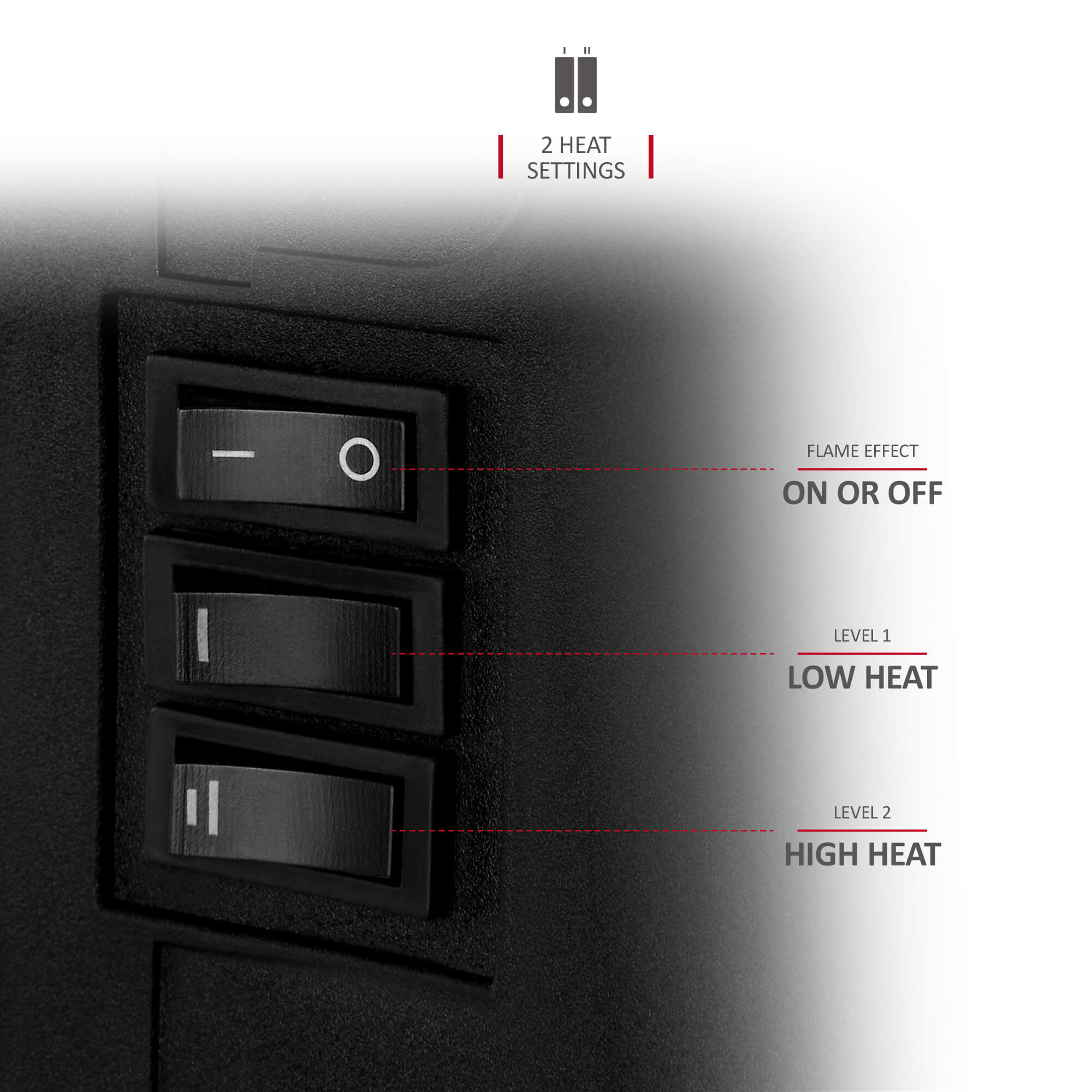 NETTA Electric Stove Heater Fireplace Fire Log Effect 1600-1800W - Black