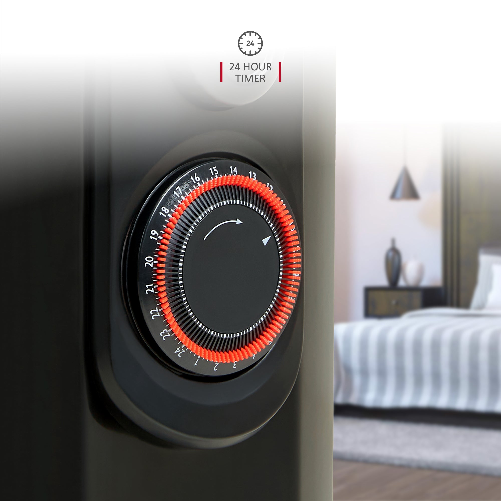 NETTA Oil Filled Radiator 2500W Portable Electric Heater with Thermostat & 24 Hour Timer, 11 Fin, Black