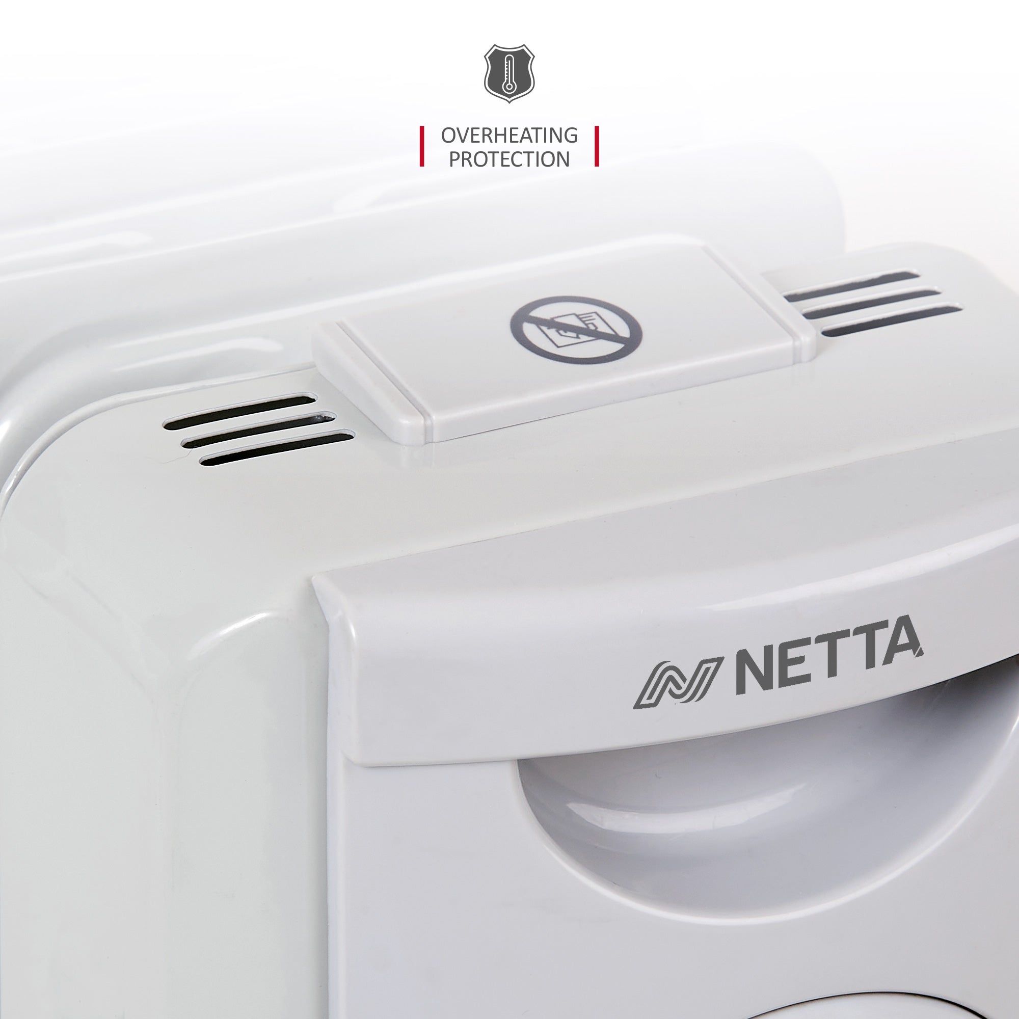 NETTA Oil Filled Radiator 2500W Portable Electric Heater with Thermostat & 24 Hour Timer, 11 Fin, Grey