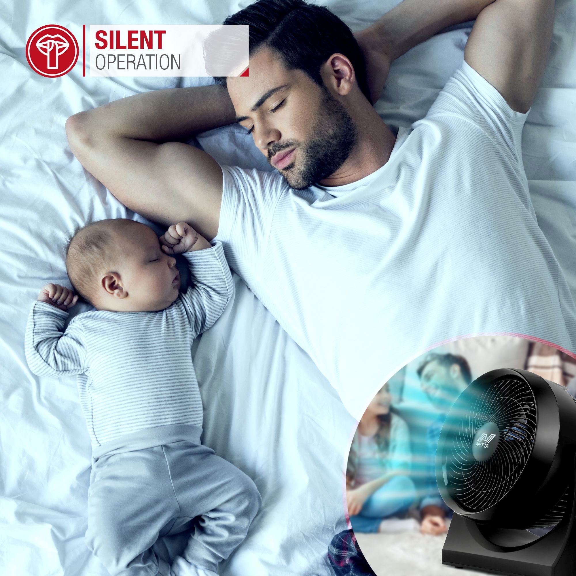 NETTA 10 Inch 3-Speed Turbo Desk Fan - Black