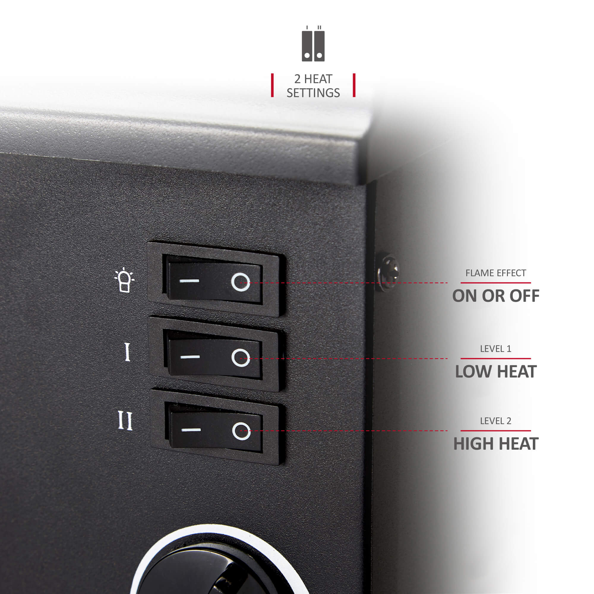 NETTA Electric Stove Heater Fireplace Fire Log Effect 2000W - Black Arch