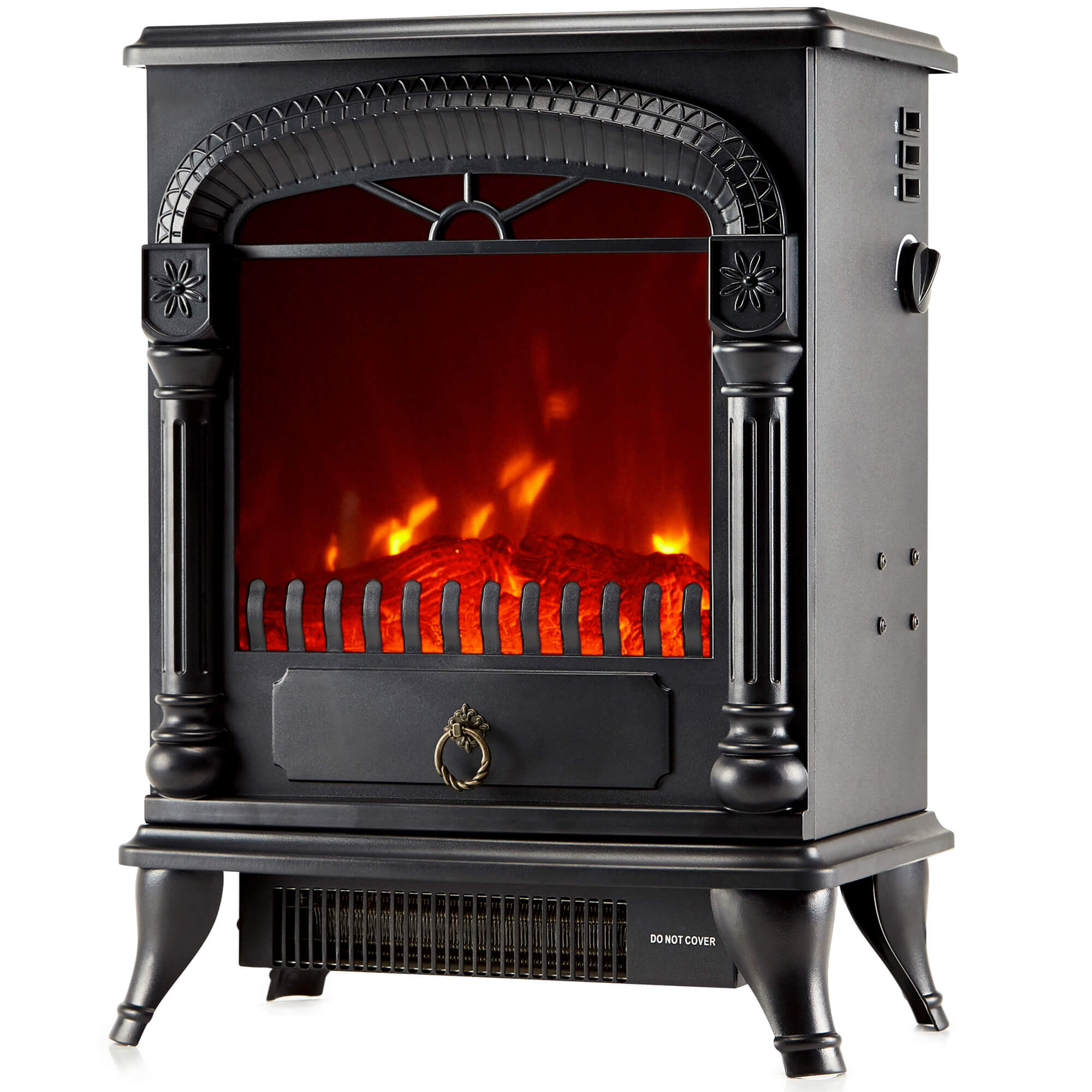 NETTA Electric Stove Heater Fireplace Fire Log Effect 2000W - Black Arch