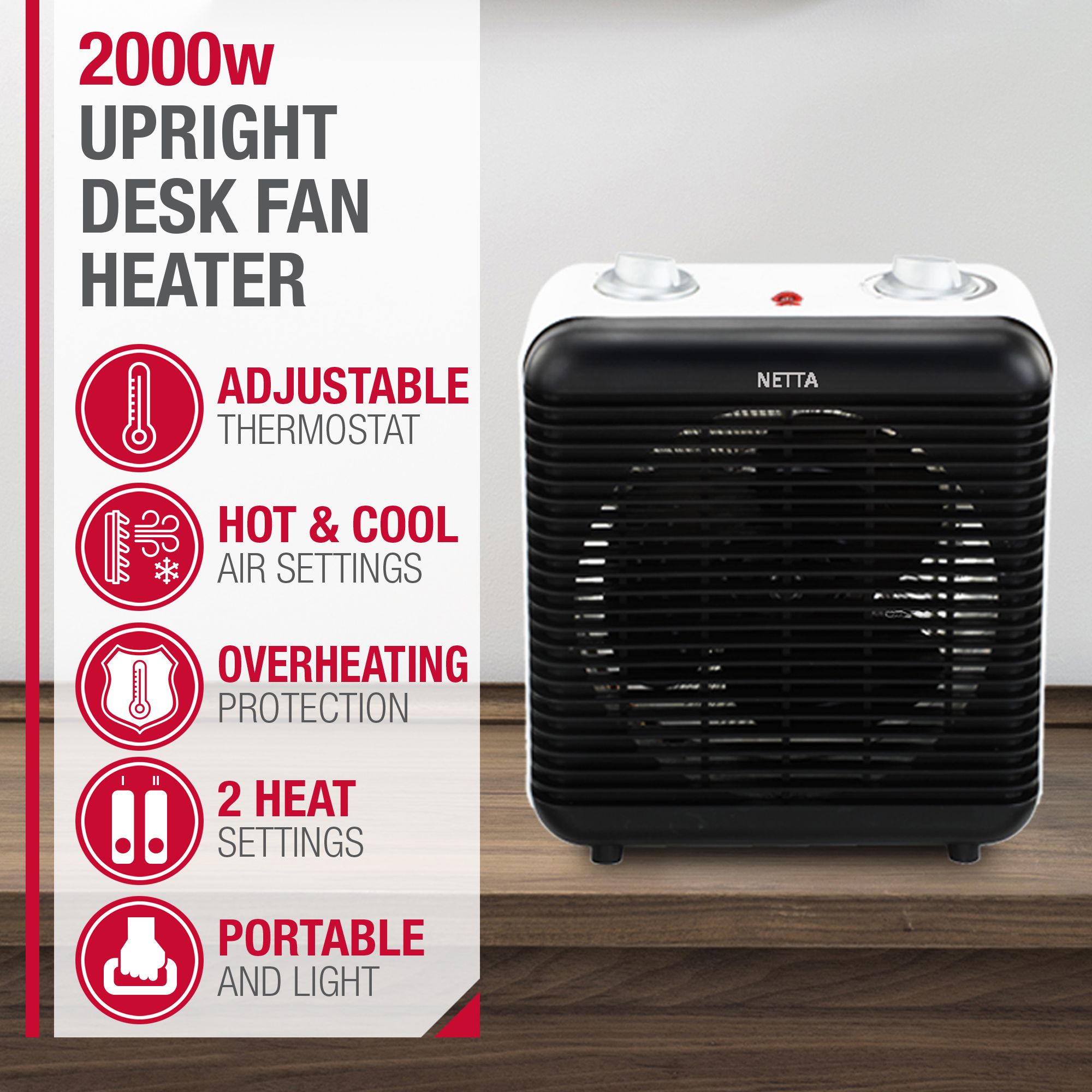 Portable Fan Heater - Black