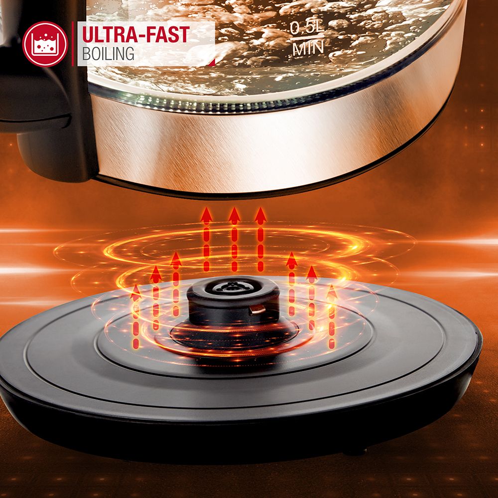 NETTA 1.7L Illuminated Glass Kettle - 2200W