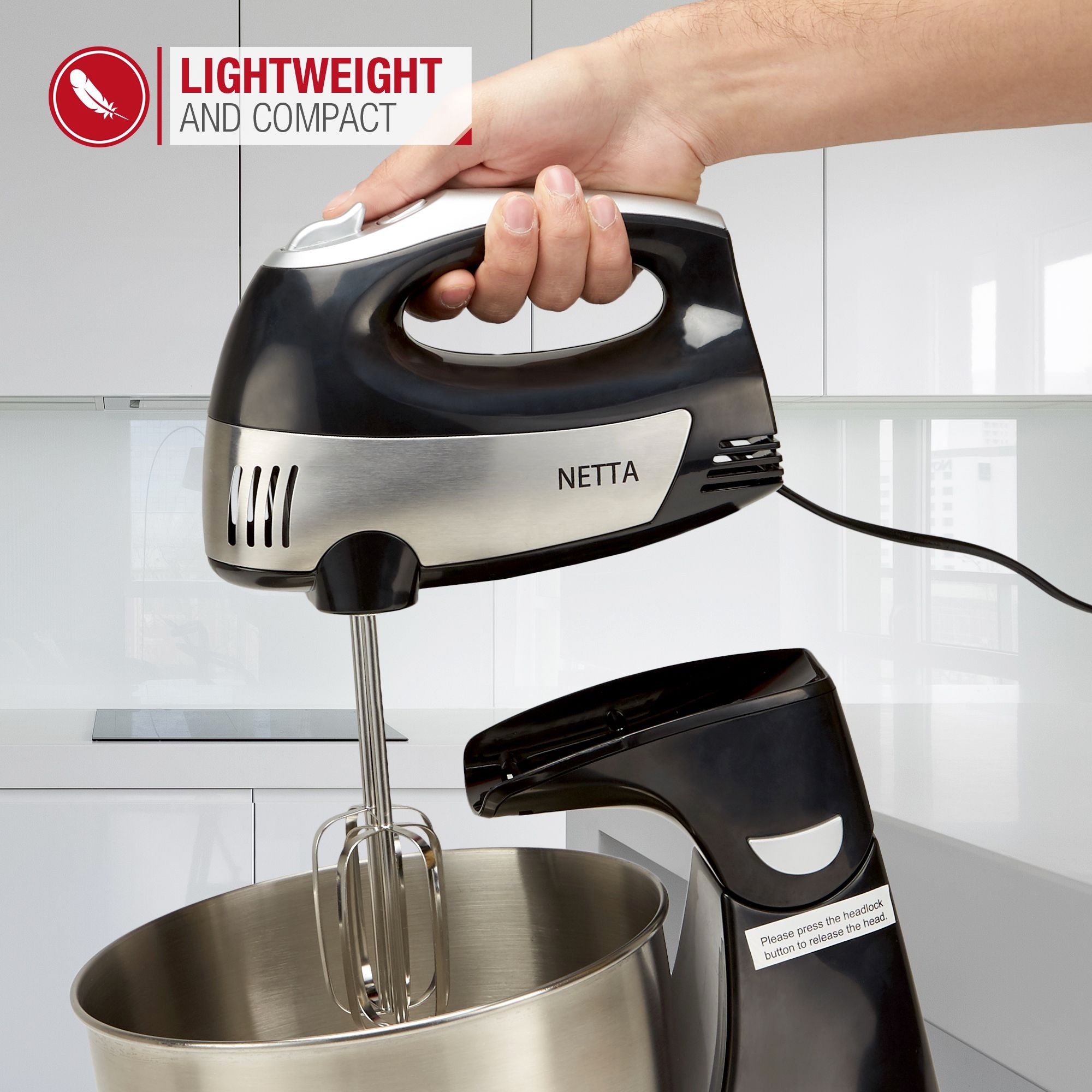 NETTA 300W 2 in 1 Stand Mixer - Black