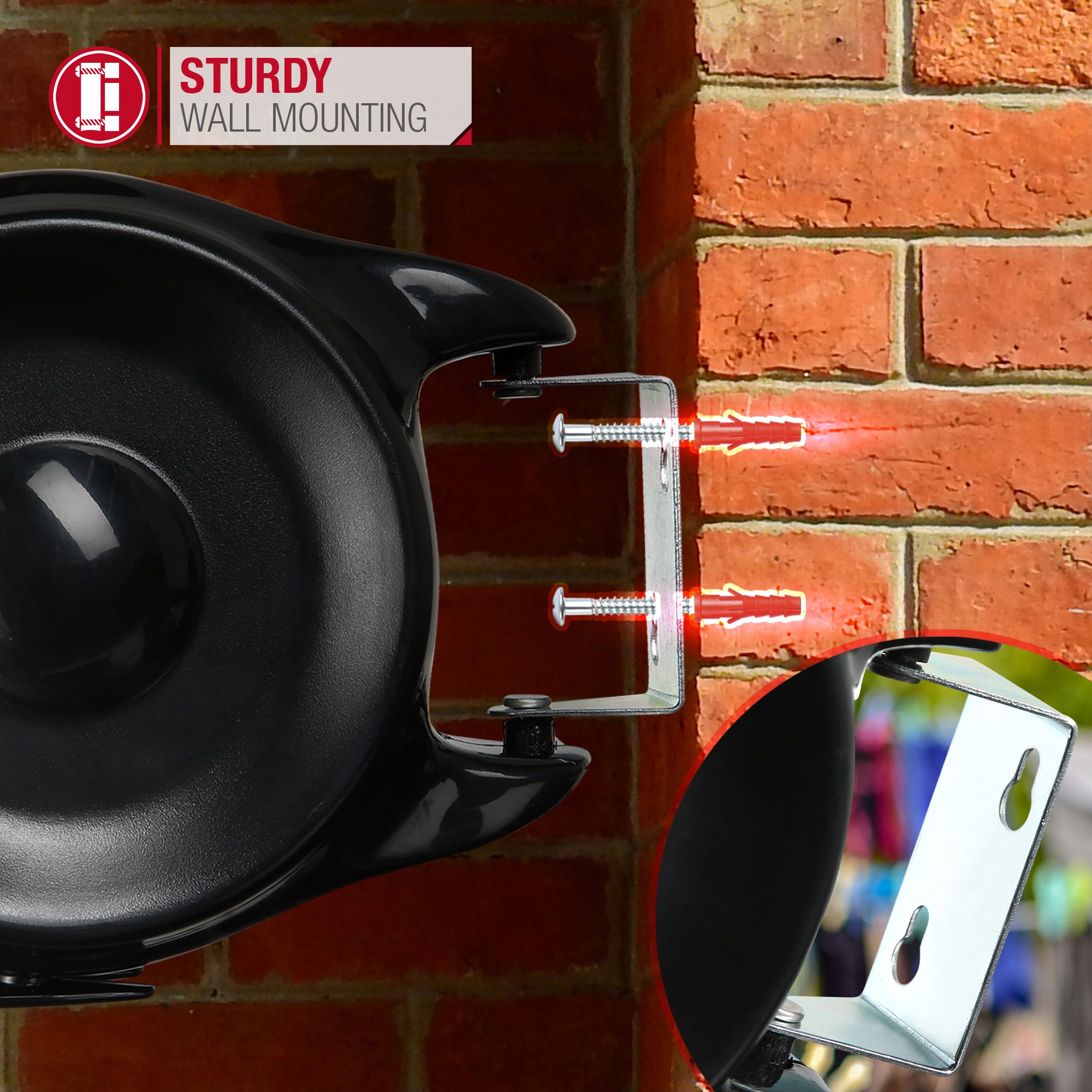 NETTA Retractable Reel Washing Line with 30M Drying Space (2x15M) - Black and Red