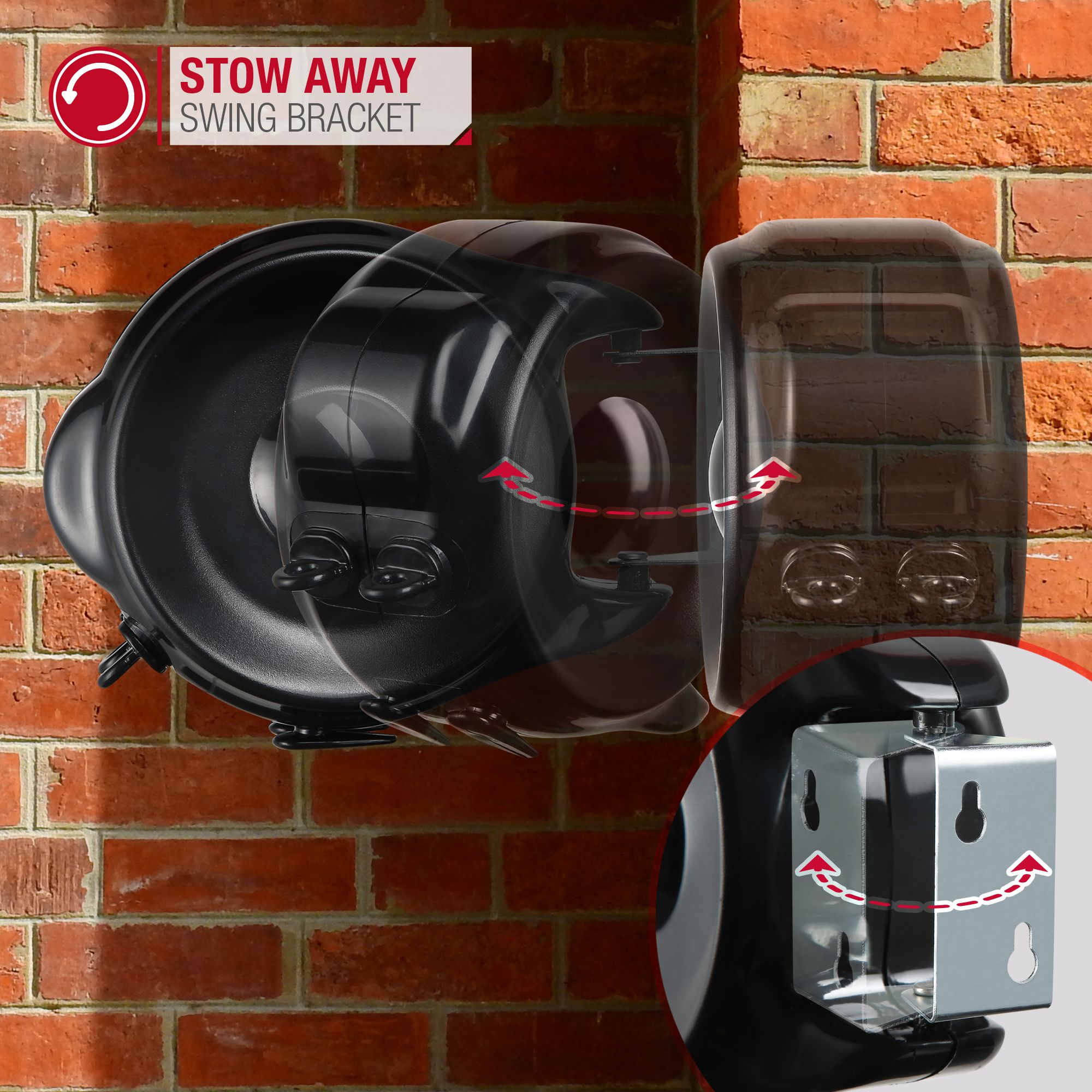 NETTA Retractable Reel Washing Line with 30M Drying Space (2x15M) - Black and Red