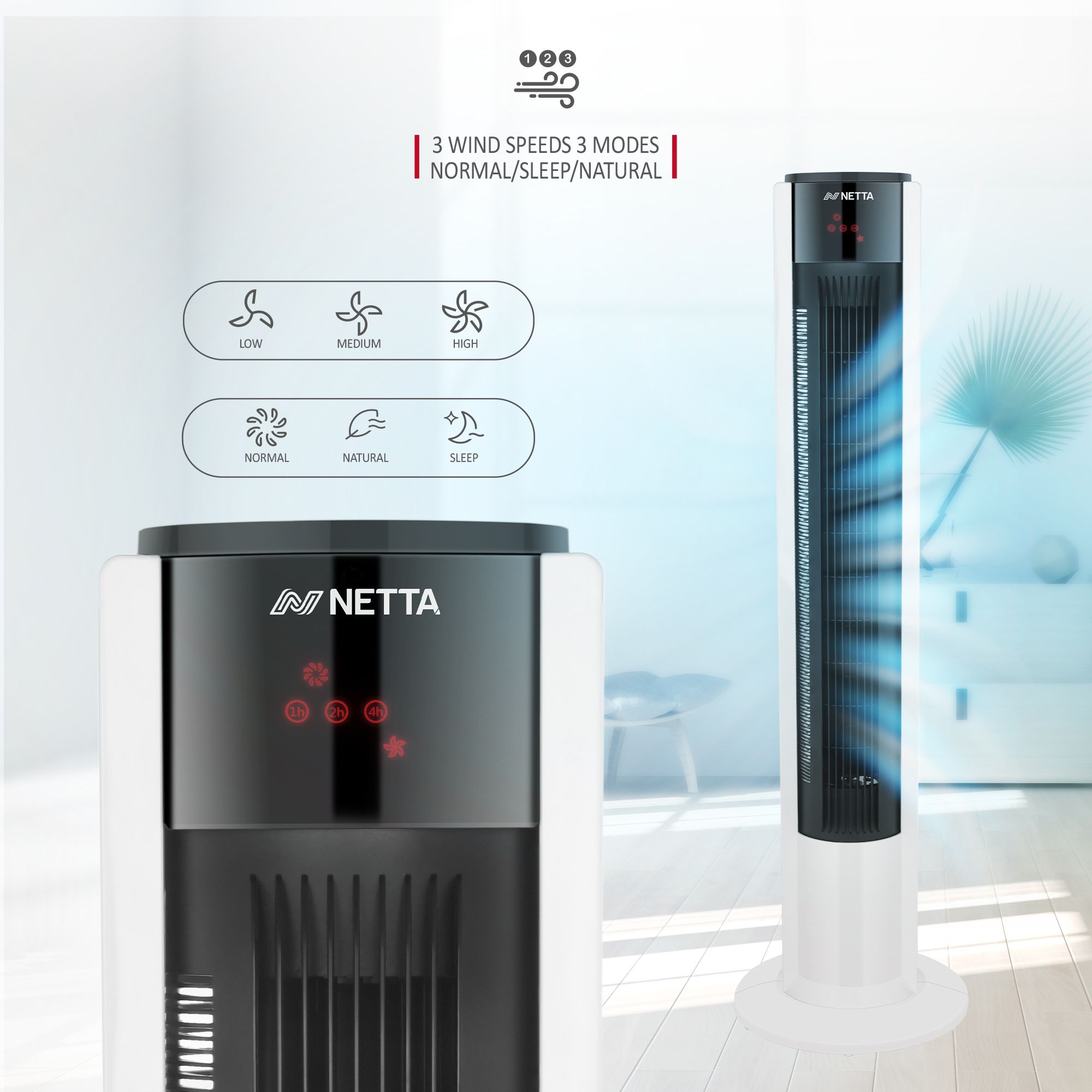 NETTA 42 Inch Tower Fan with Remote Control
