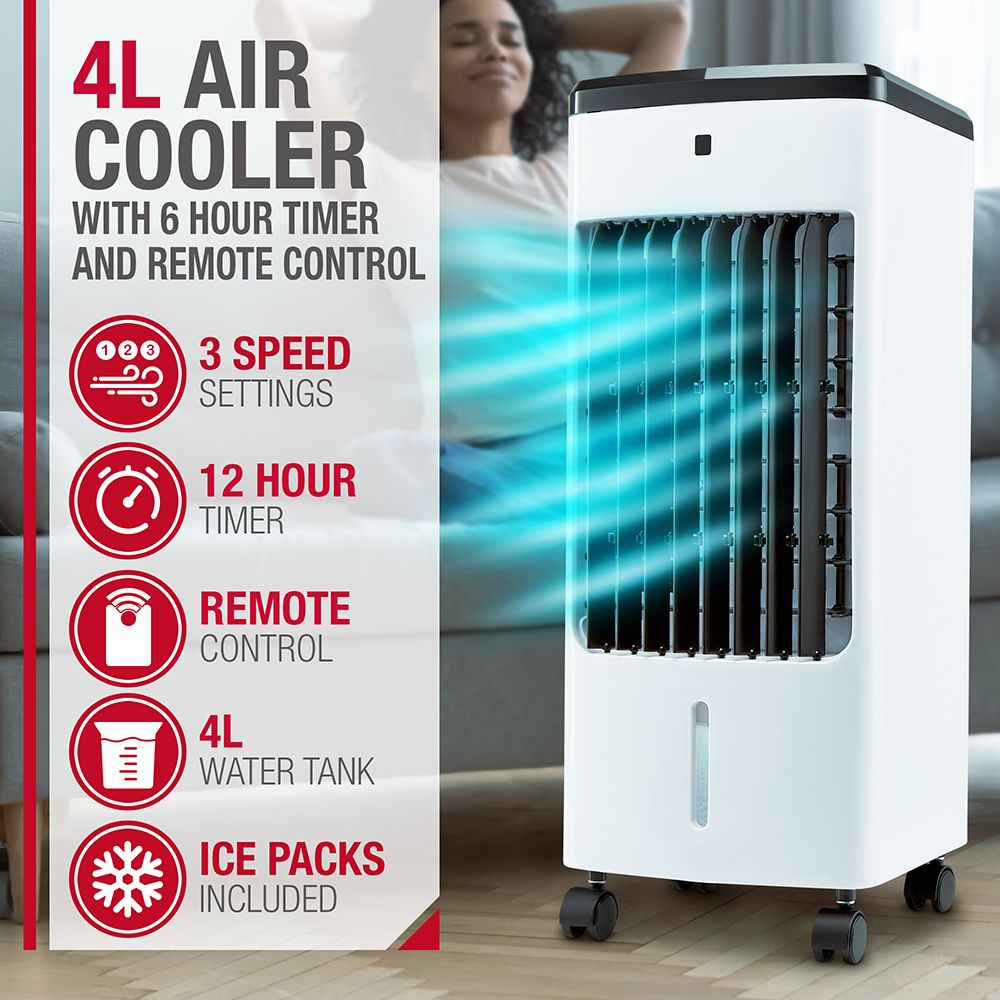 4L Air Cooler with 12 Hour Timer and Remote