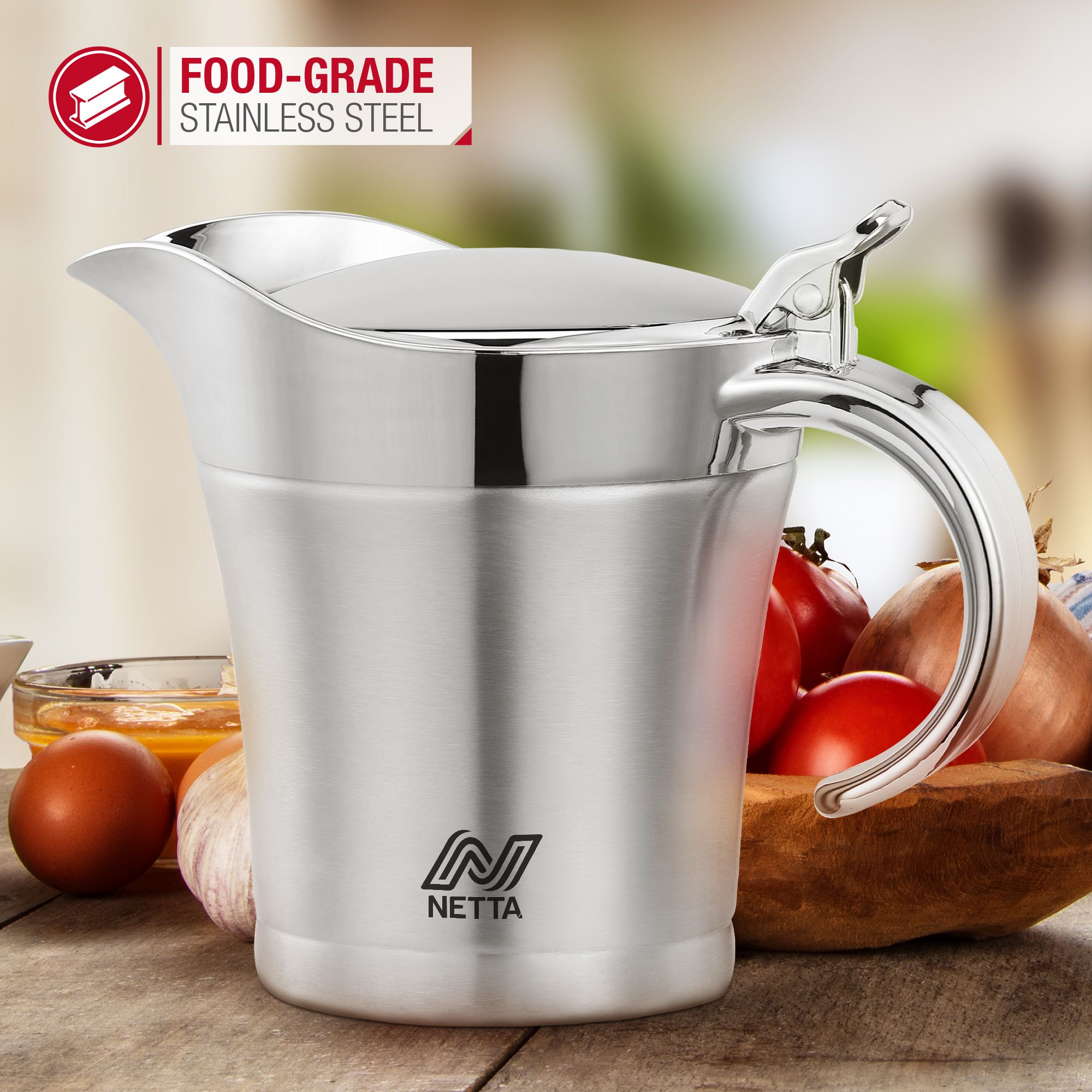 NETTA Insulated Stainless Steel Gravy Boat - 500ml Capacity