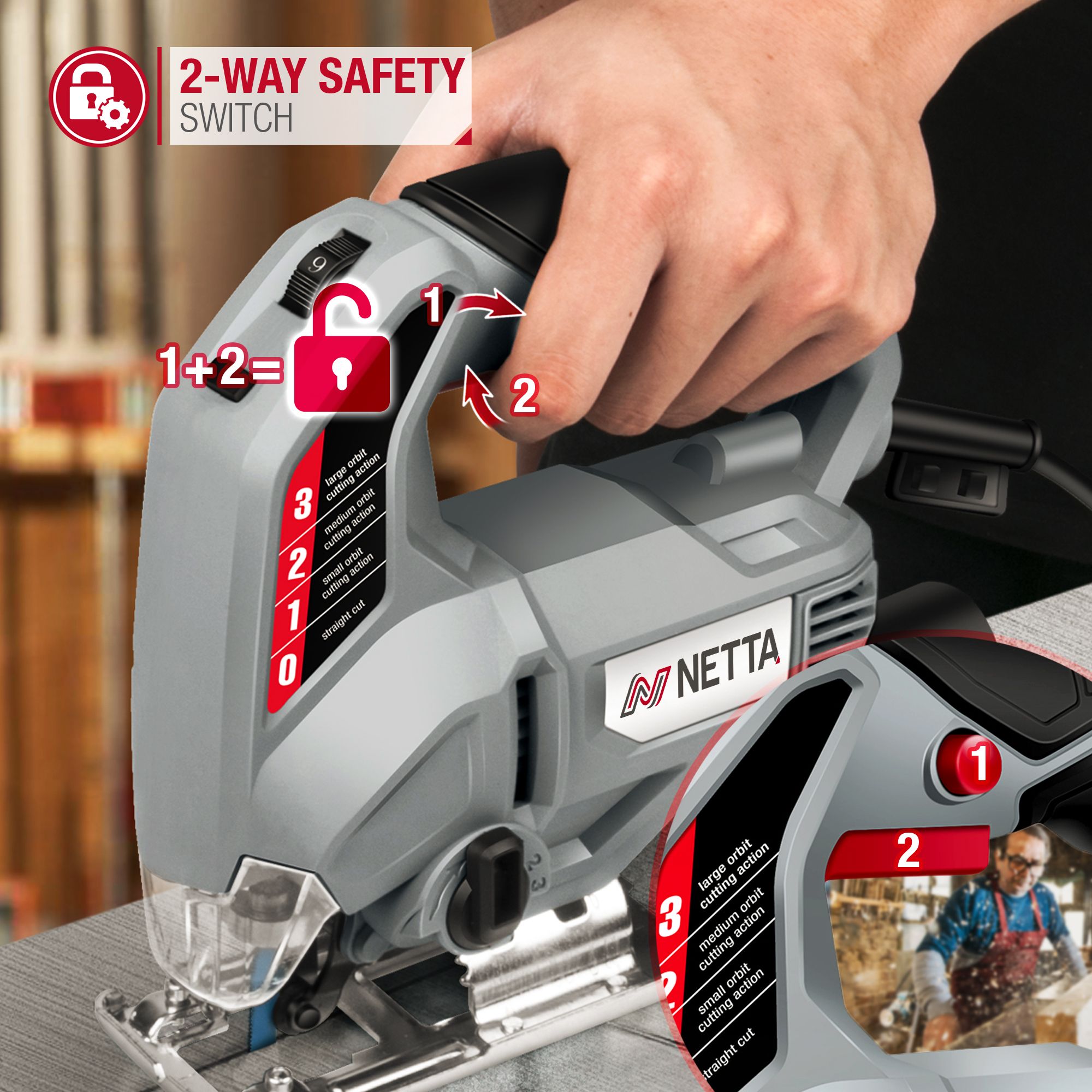 NETTA 710W Jigsaw with Laser Guide and Blades