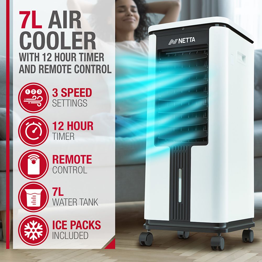 7L Air Cooler with 12 Hour Timer and Remote