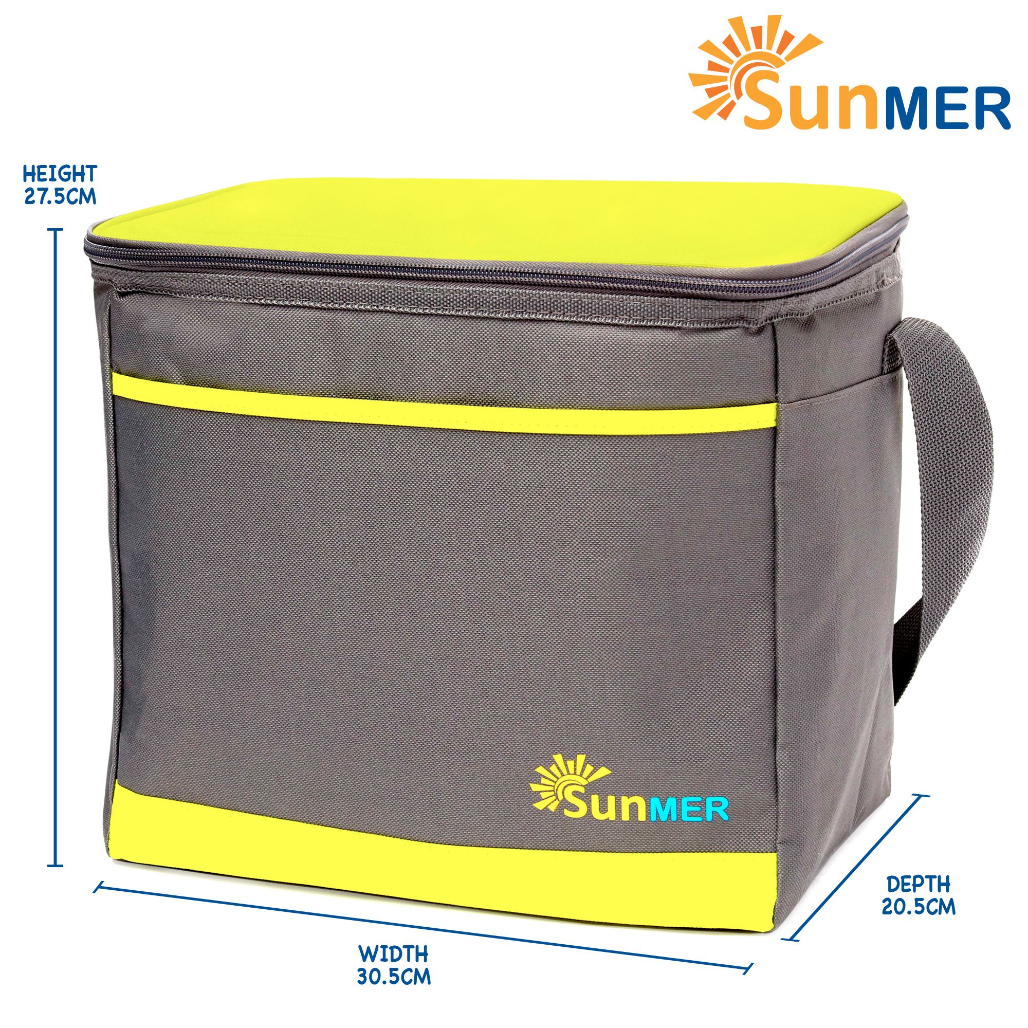 SUNMER 16L Cooler Bag With Shoulder Strap - Grey & Lime