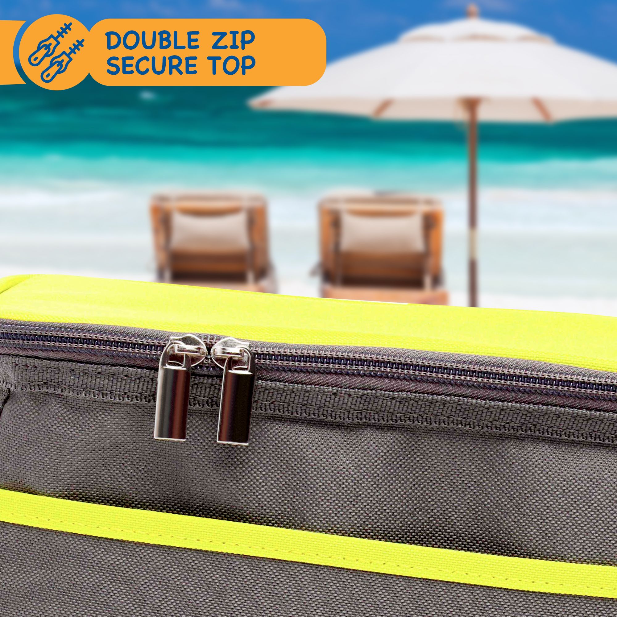 SUNMER 16L Cooler Bag With Shoulder Strap - Grey & Lime