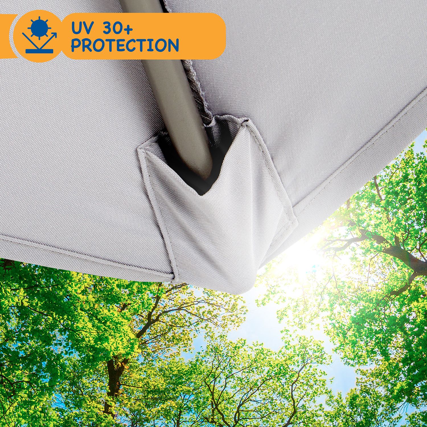 SUNMER 2.7M Parasol with Crank Mechanism Sun Shading Water Repellent Polyeste Easy to Open and Close Crank Mechanism
