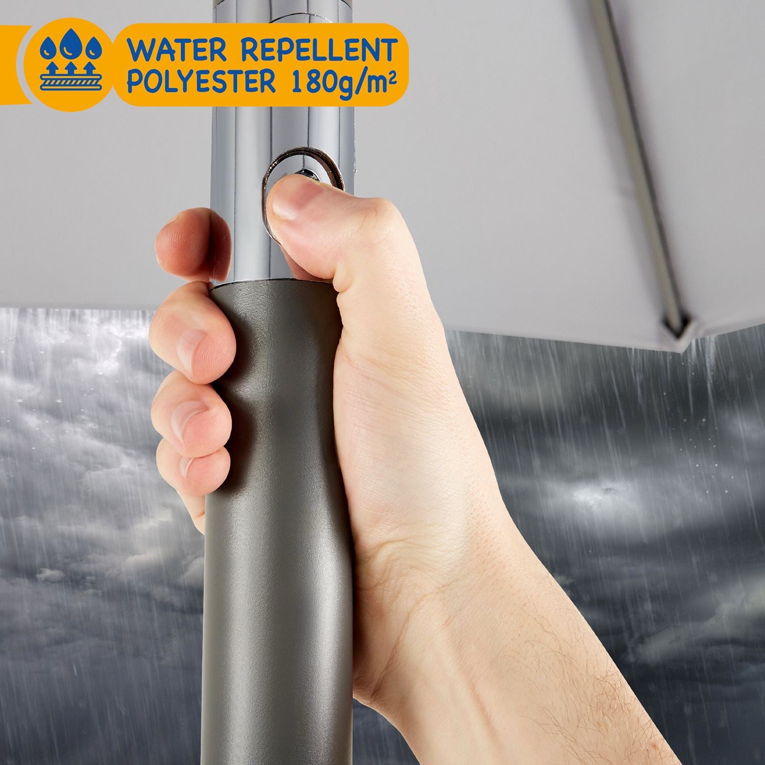 SUNMER 2.7M Parasol with Crank Mechanism Sun Shading Water Repellent Polyeste Easy to Open and Close Crank Mechanism