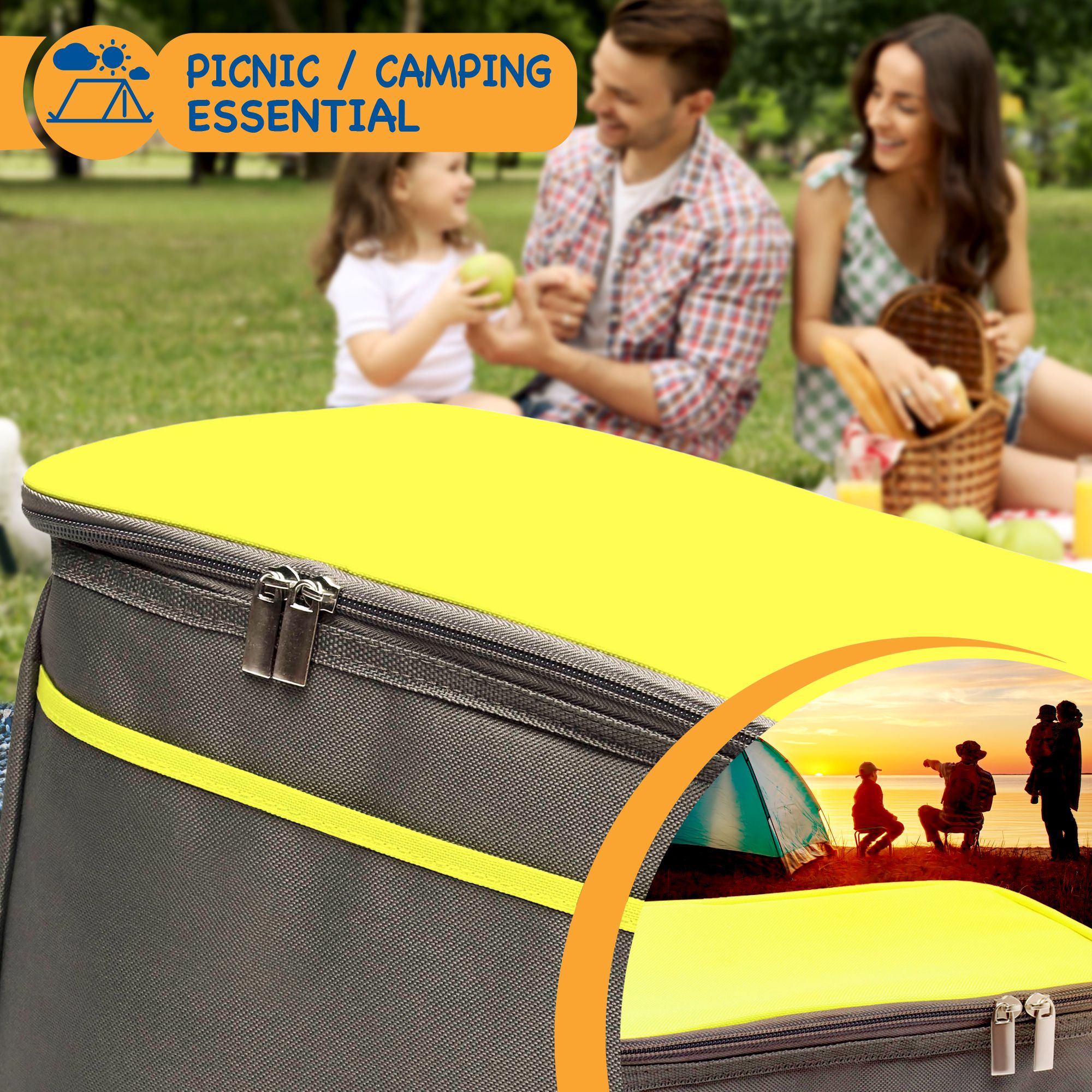 SUNMER 30L Cooler Bag With Shoulder Strap - Grey & Lime