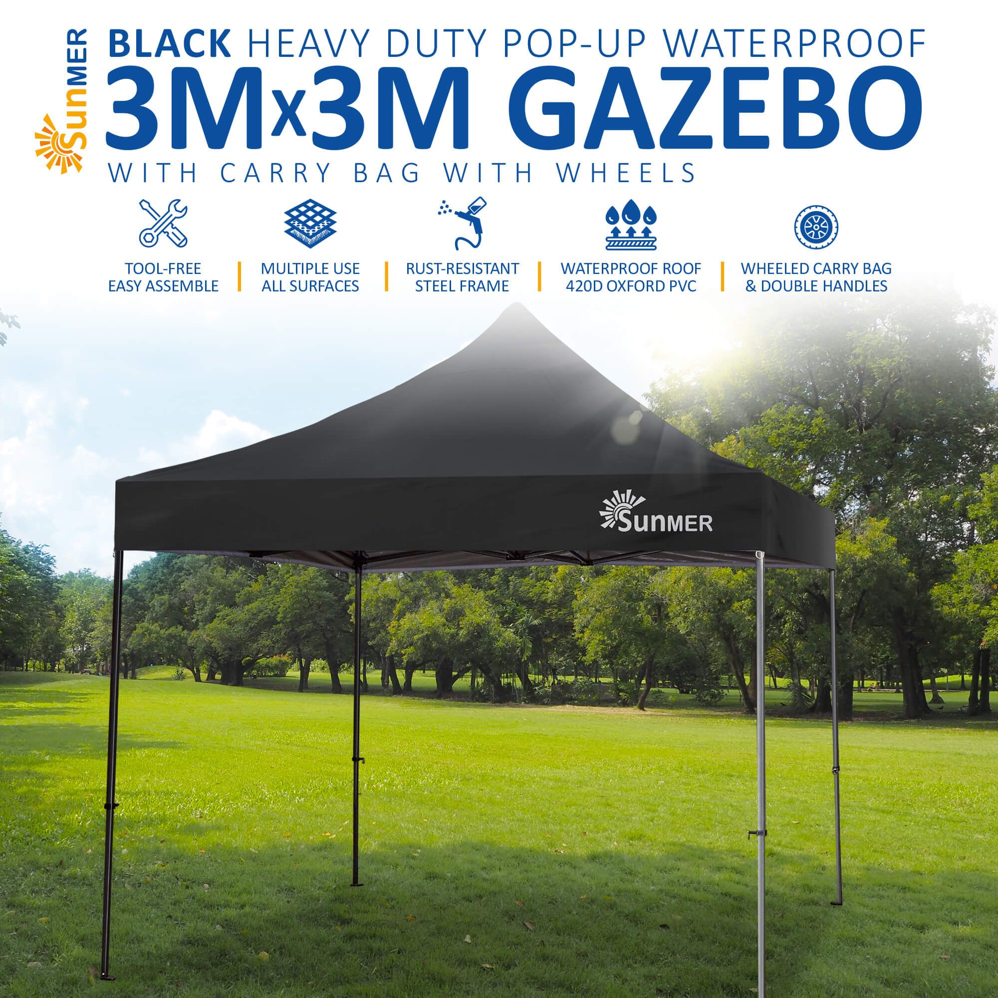 SUNMER 3Mx3M Steel Framed Gazebo