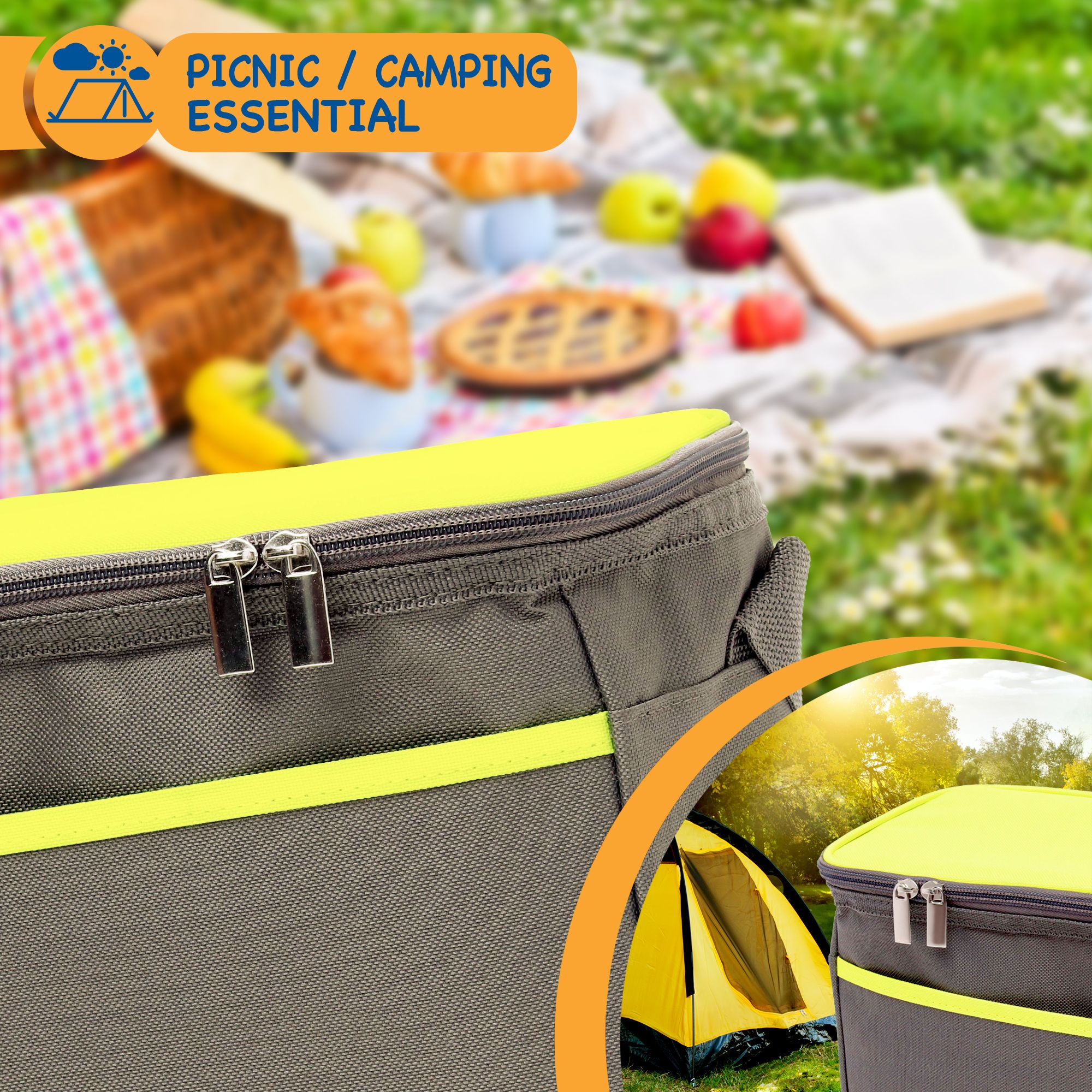 SUNMER 9L Cooler Bag With Shoulder Strap - Grey & Lime