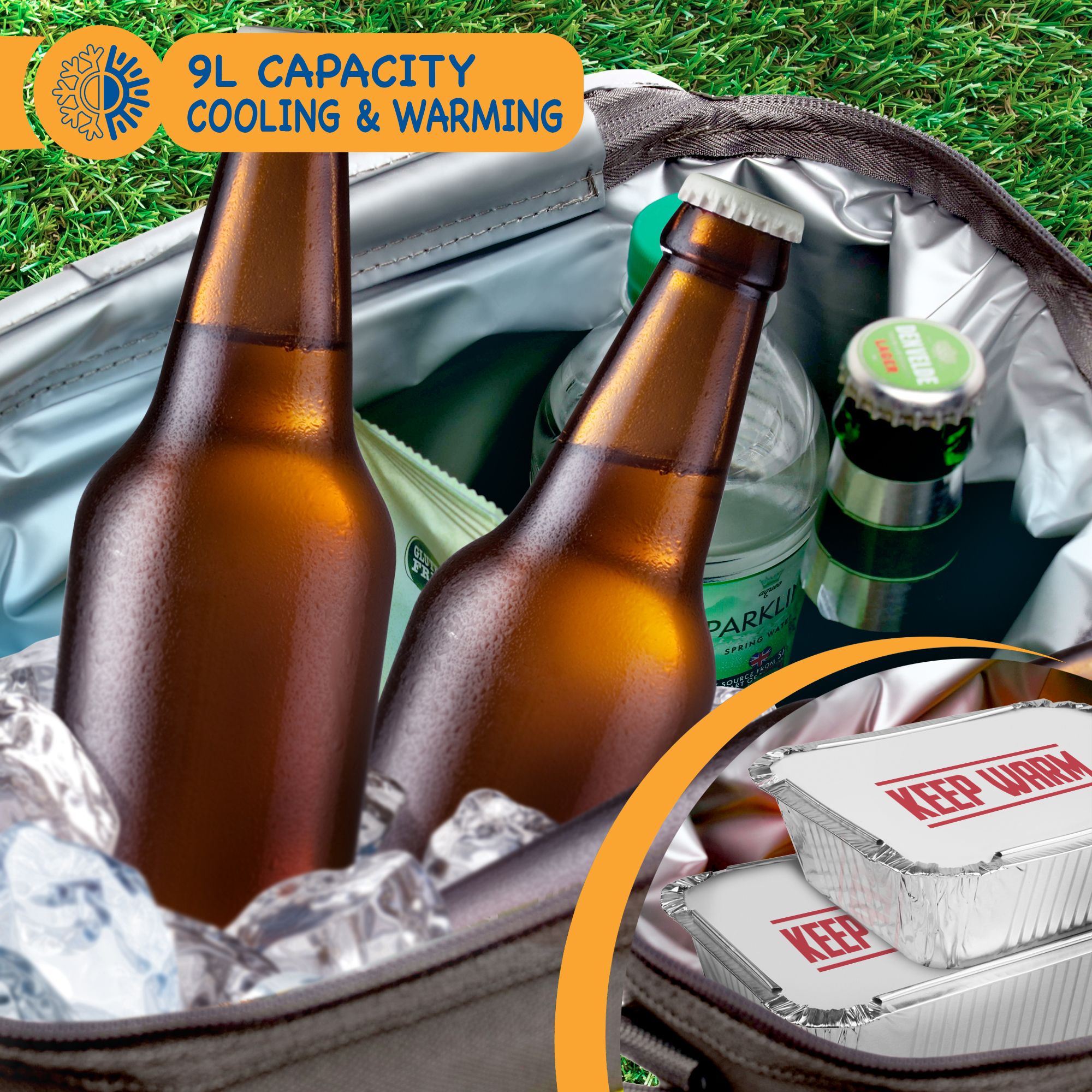 SUNMER 9L Cooler Bag With Shoulder Strap - Grey & Lime