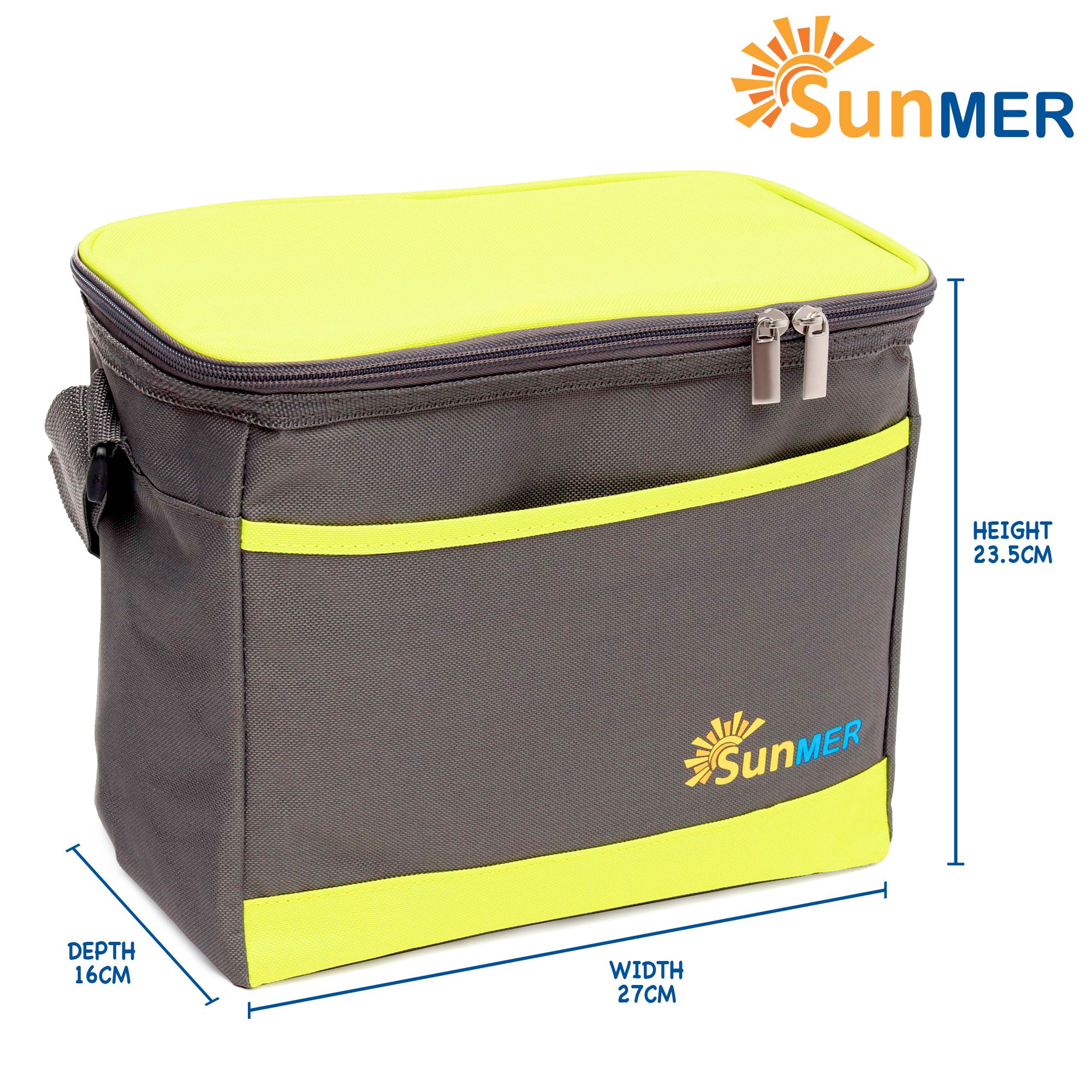 SUNMER 9L Cooler Bag With Shoulder Strap - Grey & Lime