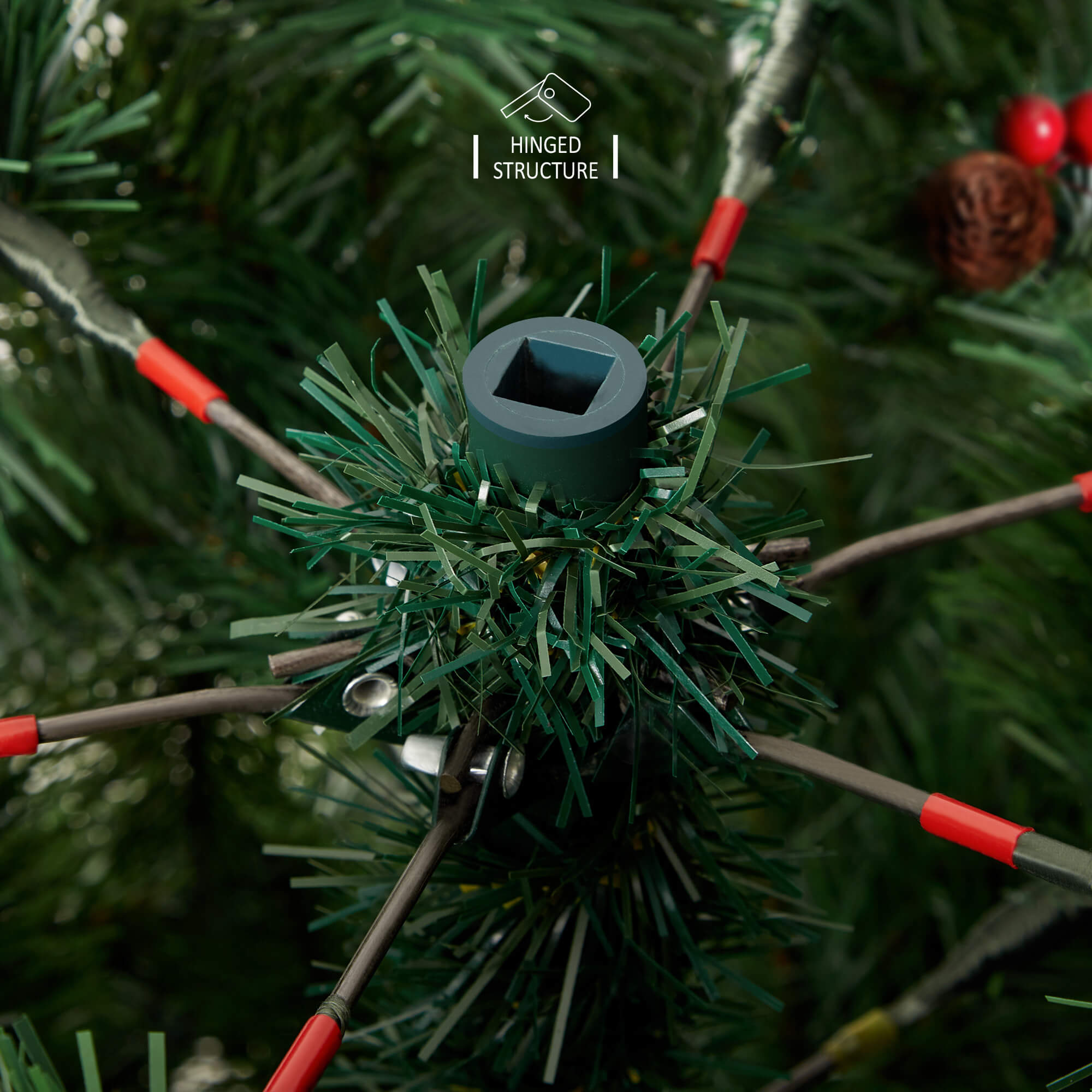 VeryMerry 'Claudia' Pre-Lit Christmas Tree with Built-In Warm White LED Lights with Auto-Off Timer, 8 Lighting Modes, Decorative Pinecones and Berries