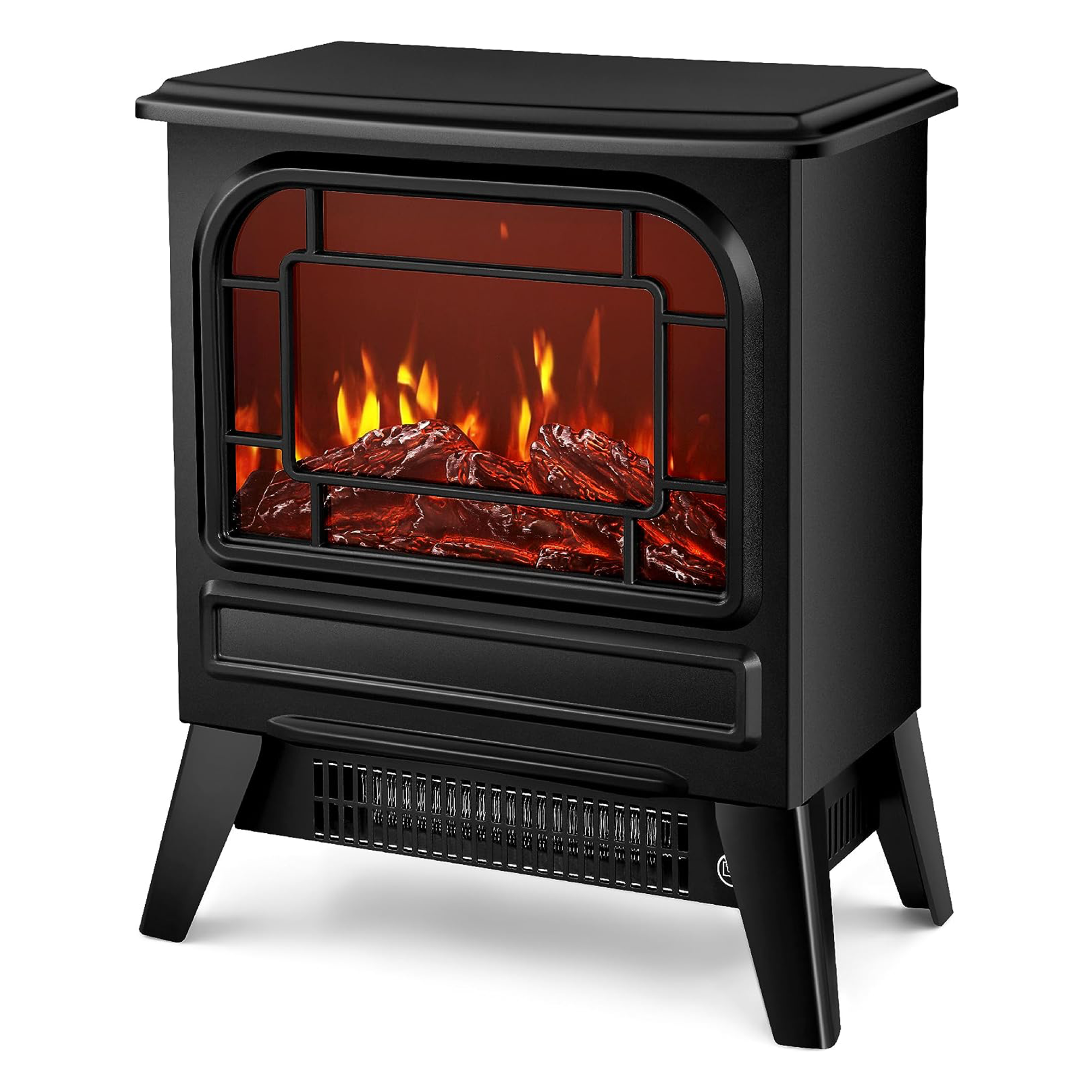 NETTA 1950W Freestanding Stove Heater With Realistic Fire Flame Effect