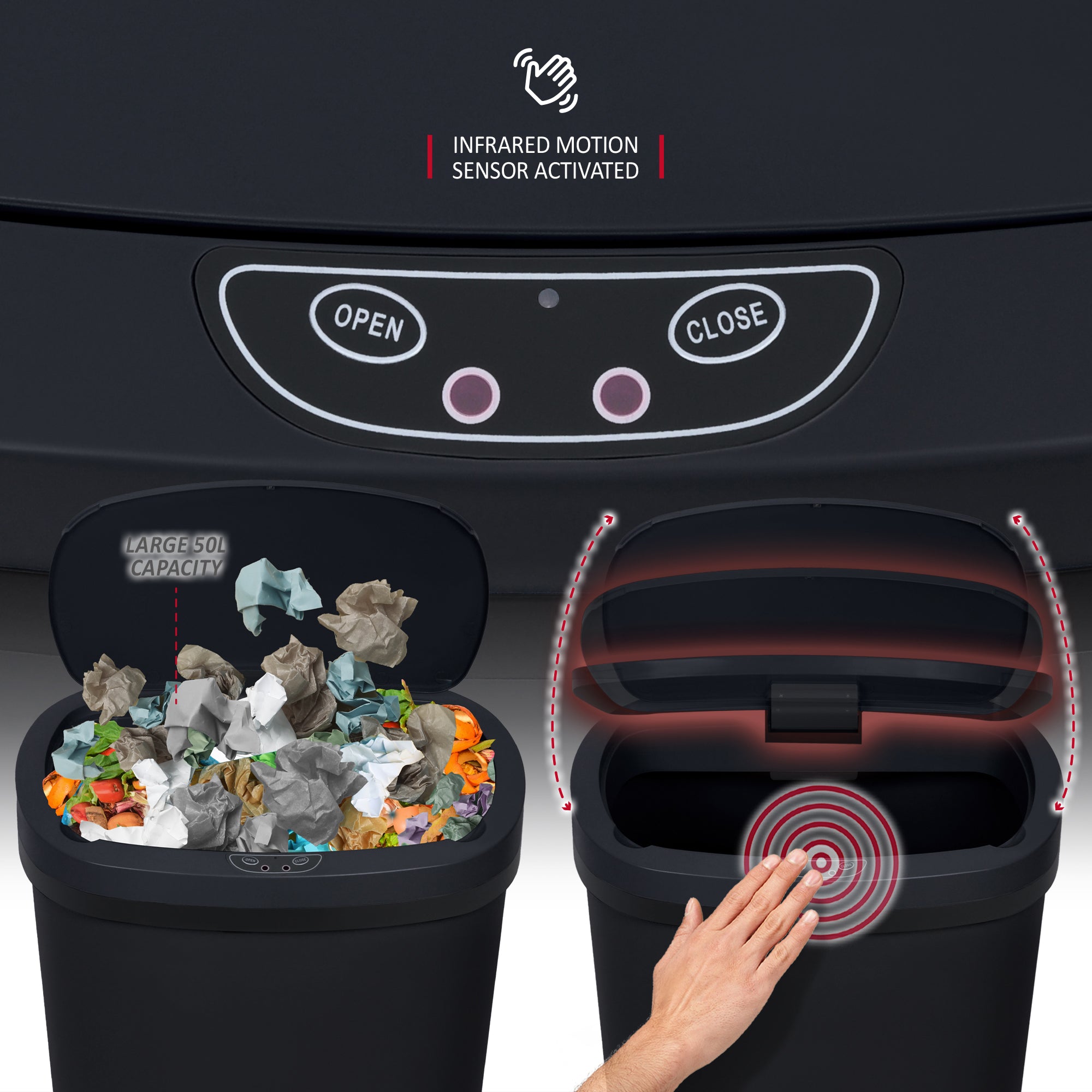 NETTA 50L Plastic Sensor Bin for Kitchen