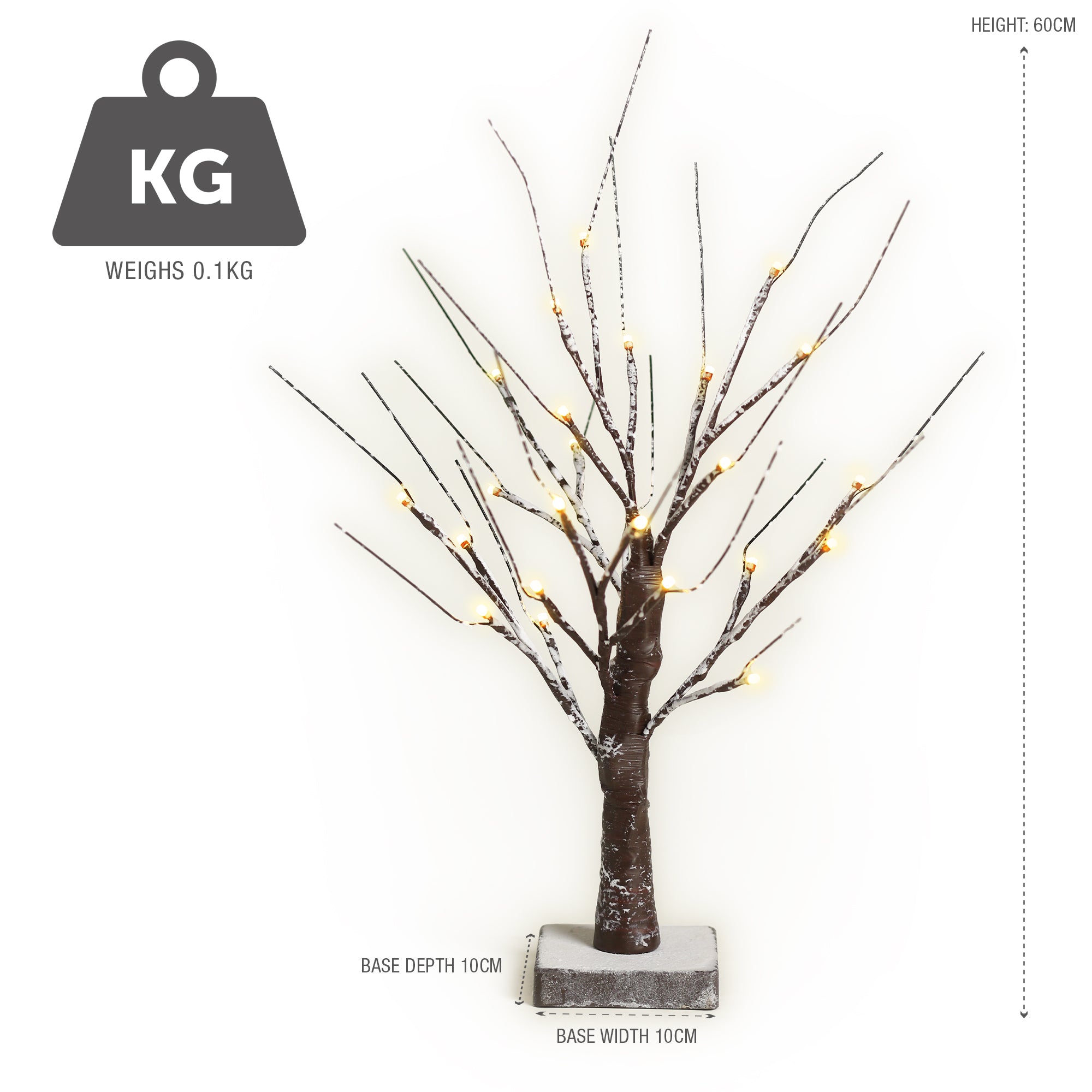 NETTA 2FT Birch Twig Tree - Pre-Lit with 24 Warm White LEDs