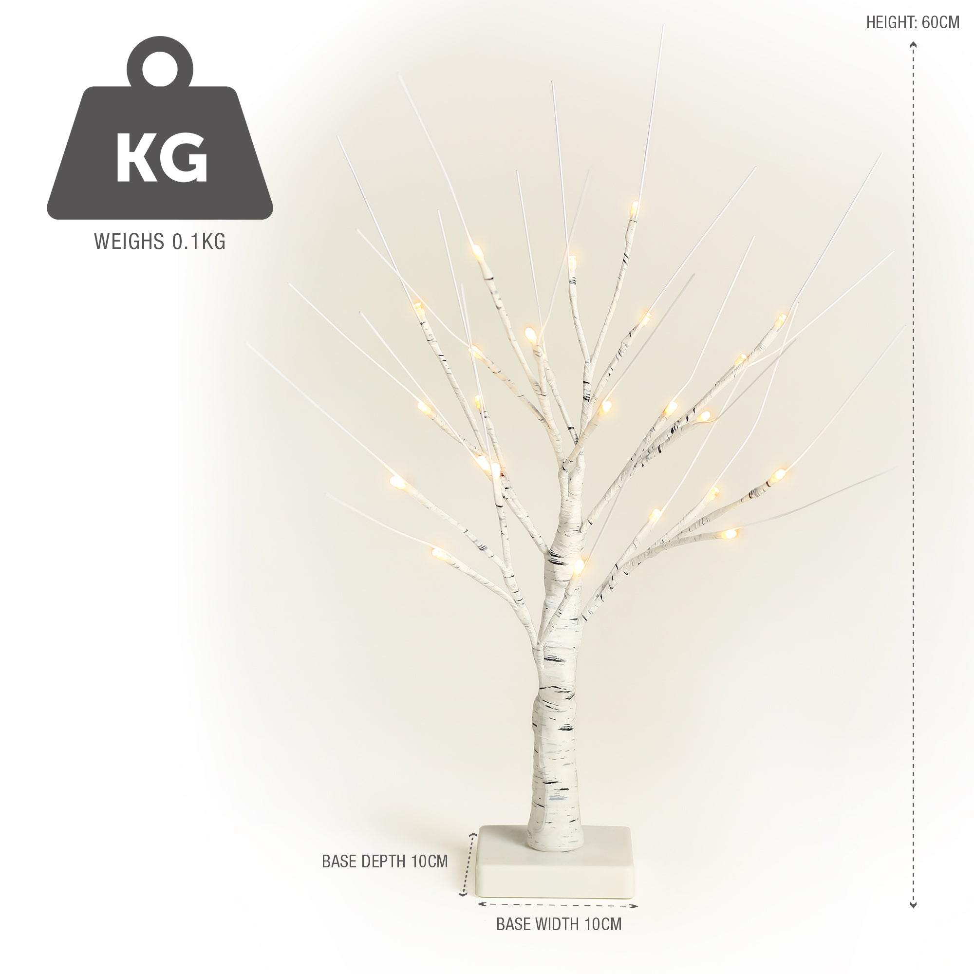 NETTA 2FT Birch Twig Tree - Pre-Lit with 24 Warm White LEDs