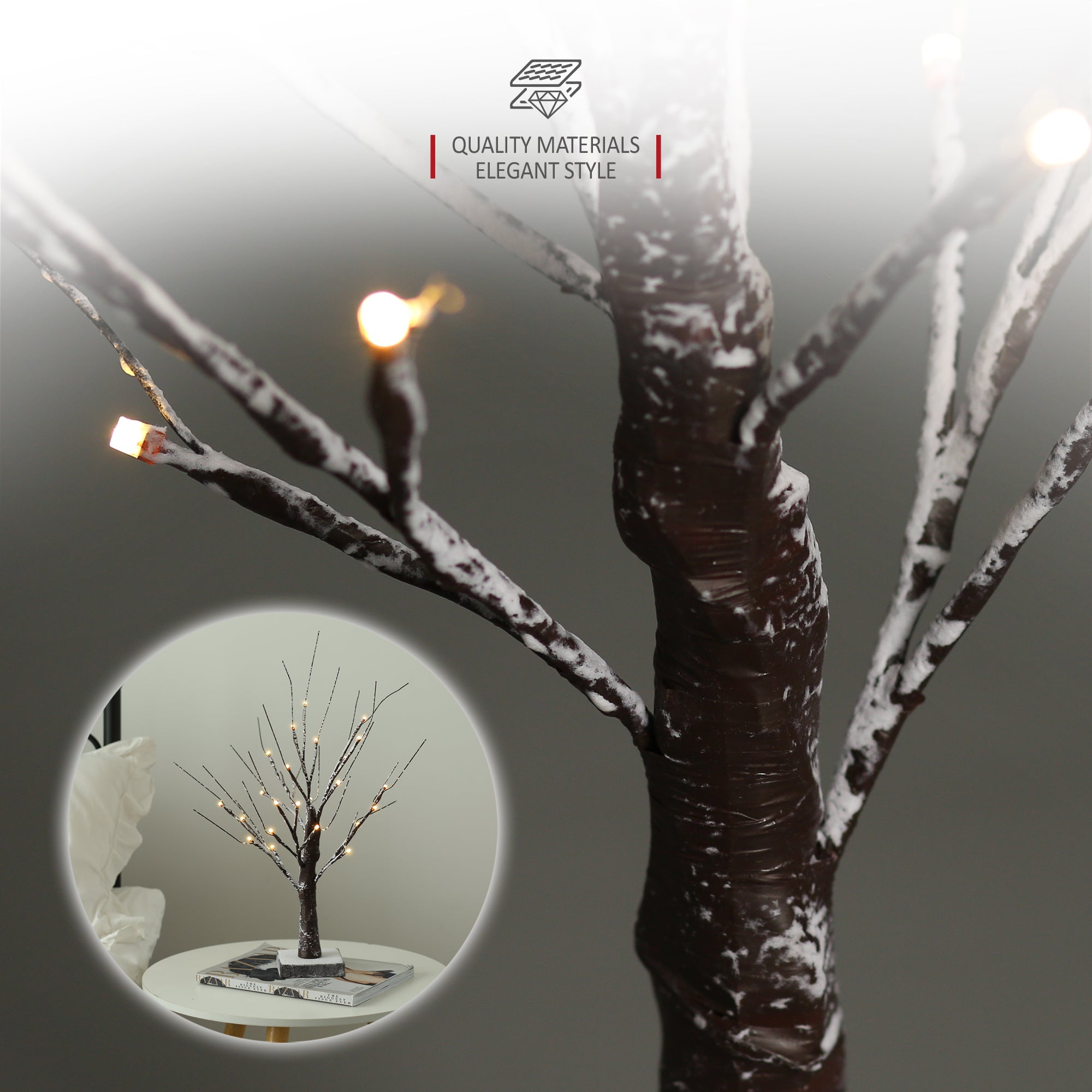 NETTA 2FT Birch Twig Tree - Pre-Lit with 24 Warm White LEDs