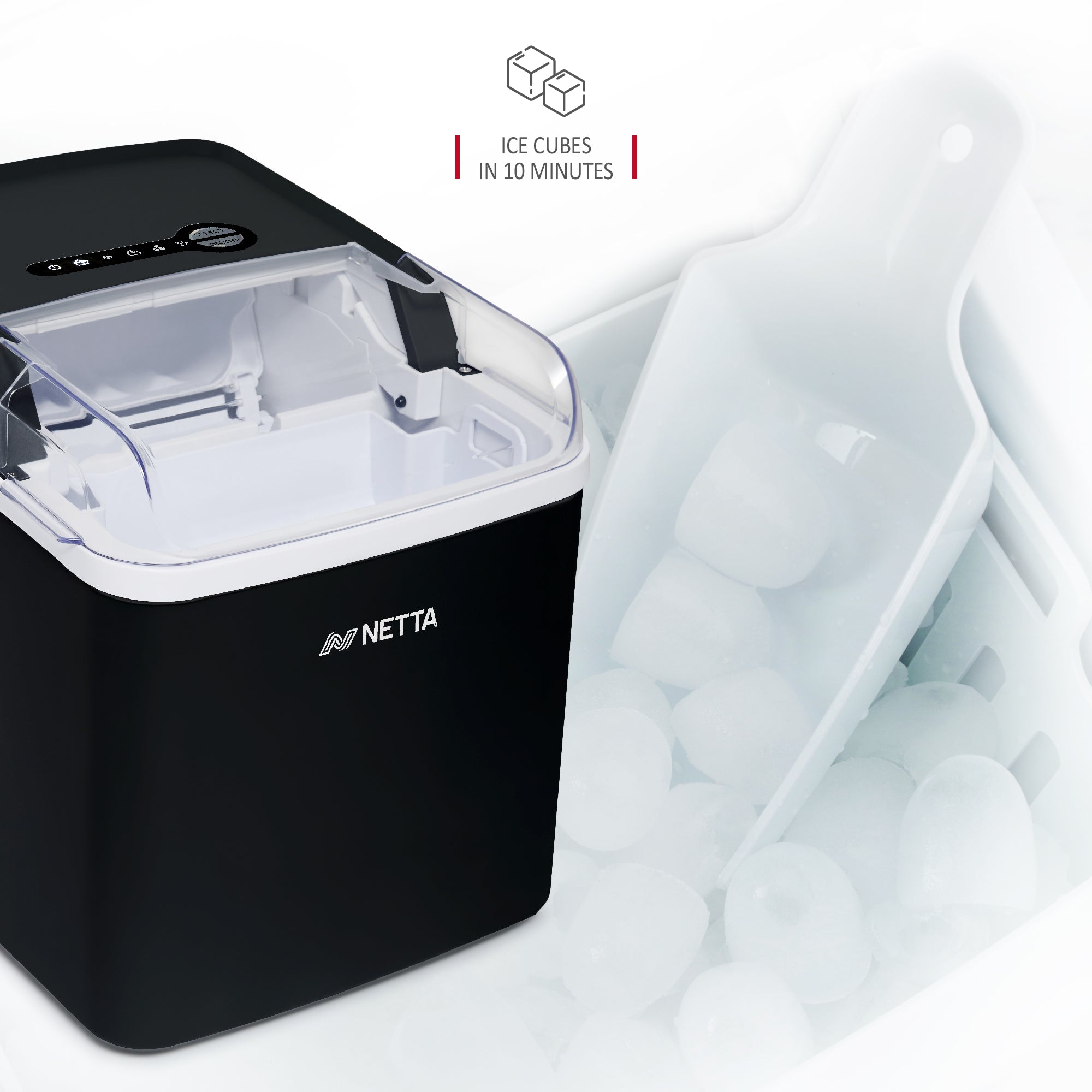 NETTA Ice Maker Machine with 1.2L Tank - Makes 12KG of Ice per Day