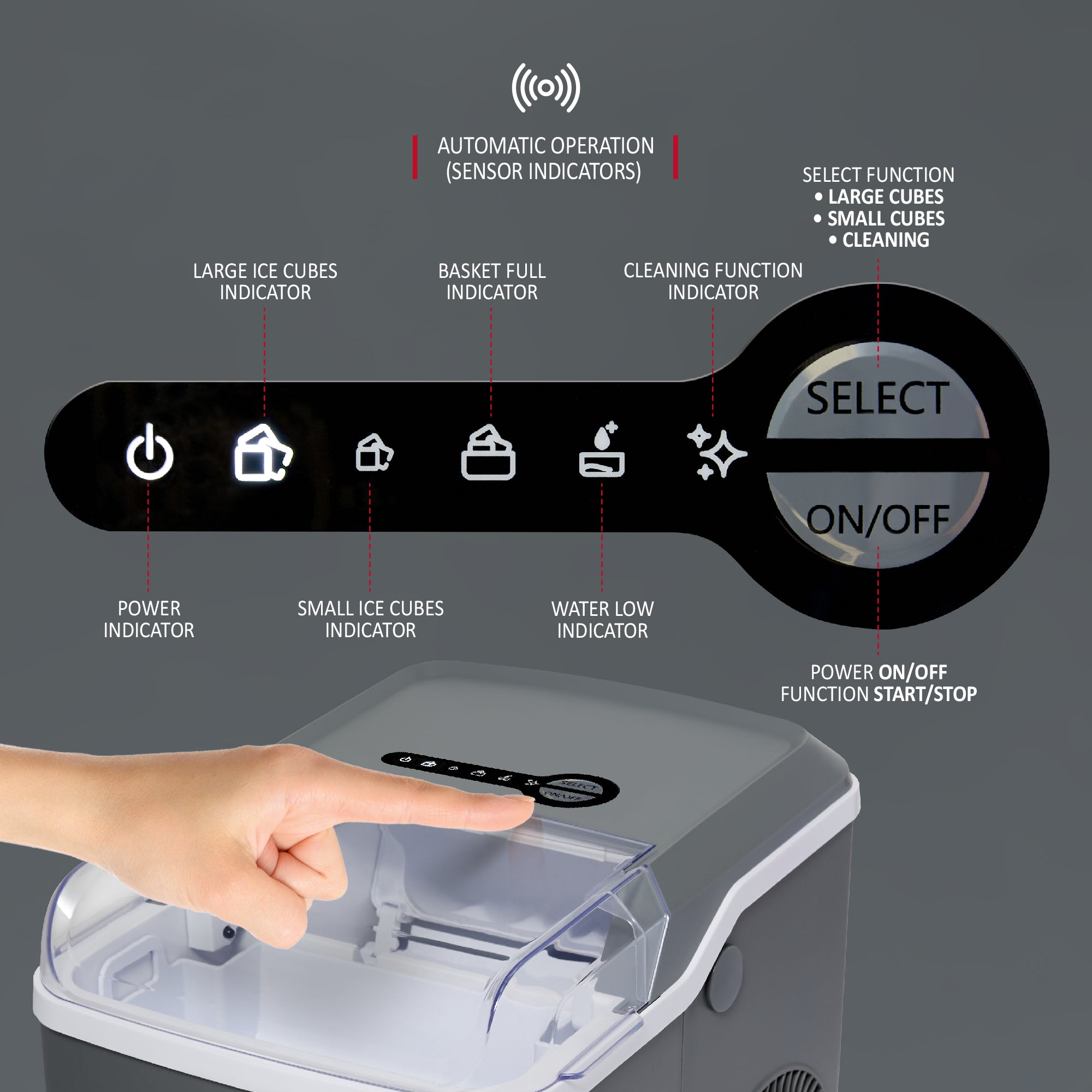 NETTA Ice Maker Machine with 1.2L Tank - Makes 12KG of Ice per Day