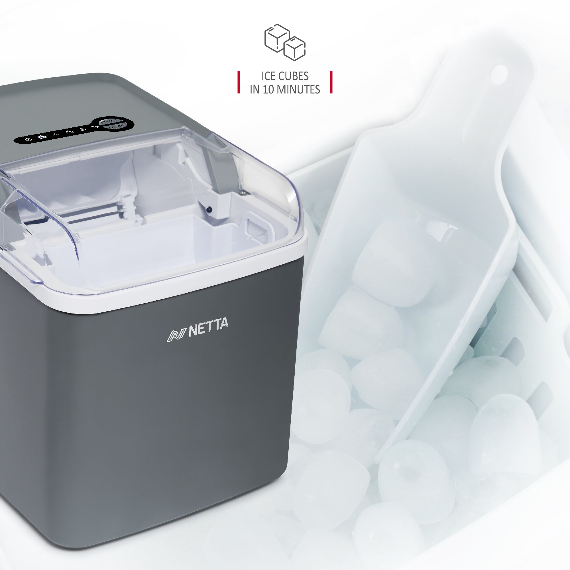 NETTA Ice Maker Machine with 1.2L Tank - Makes 12KG of Ice per Day