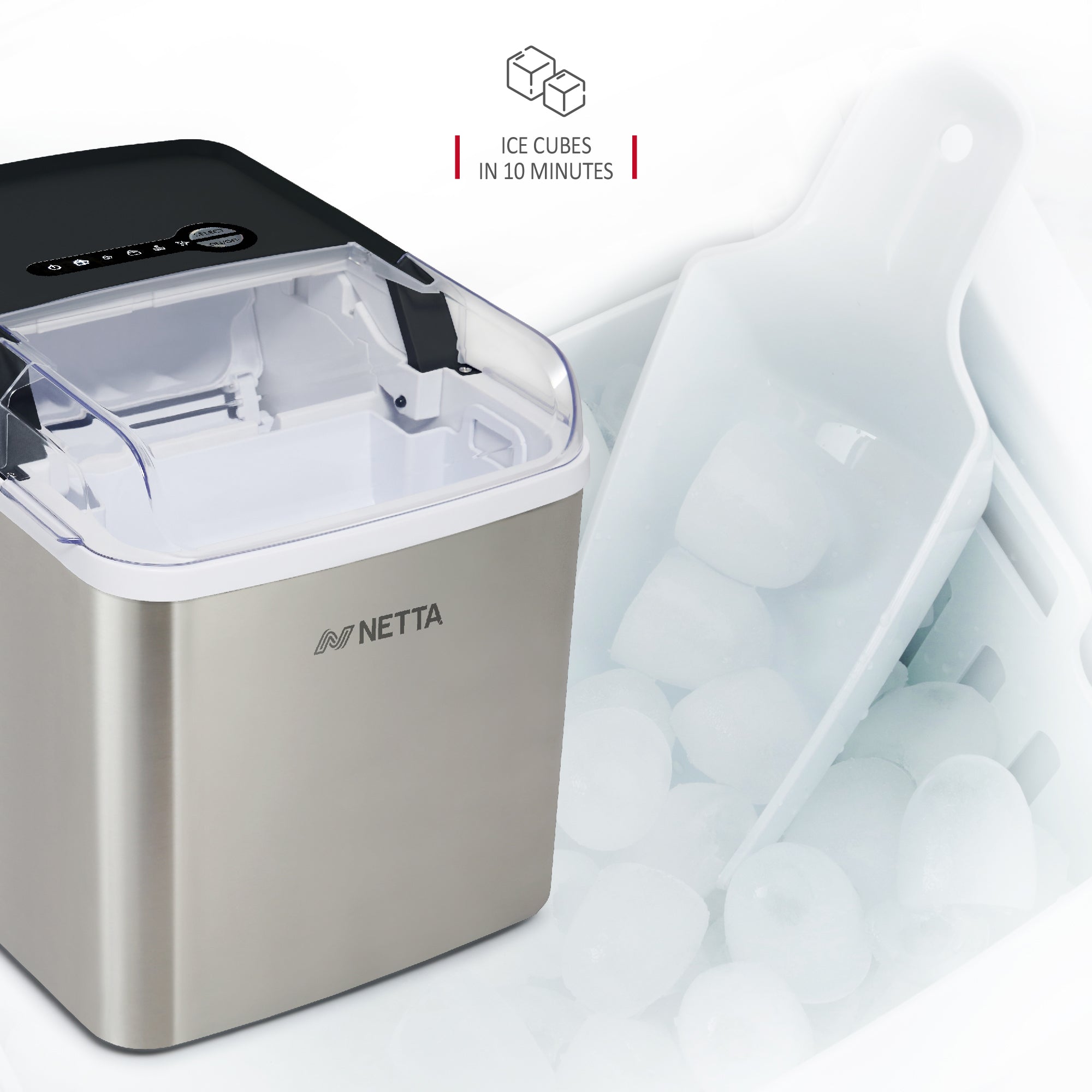 NETTA Ice Maker Machine with 1.2L Tank - Makes 12KG of Ice per Day