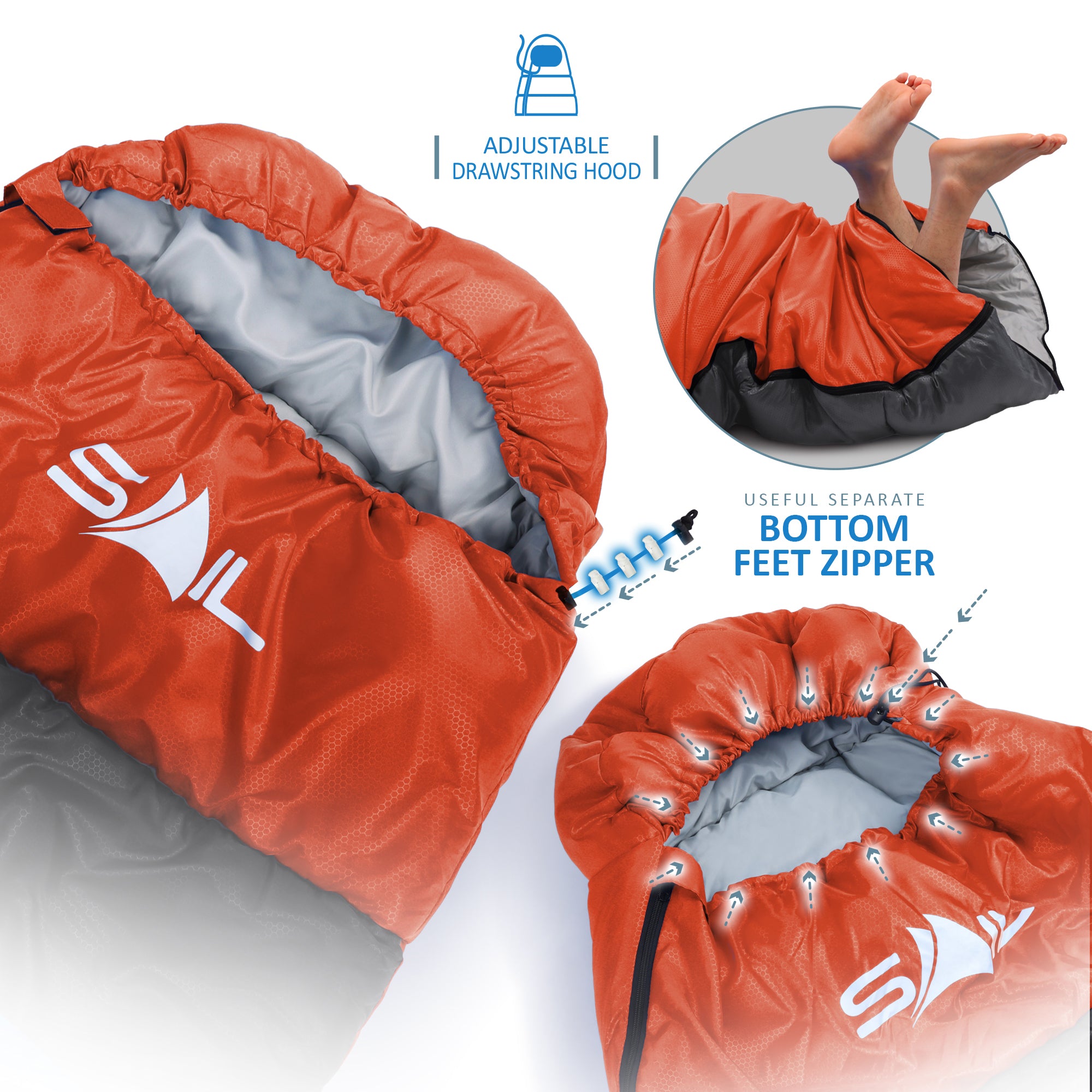 SAIL 'One' Waterproof Sleeping Bag 3-4 Season Indoor & Outdoor Camping Hiking