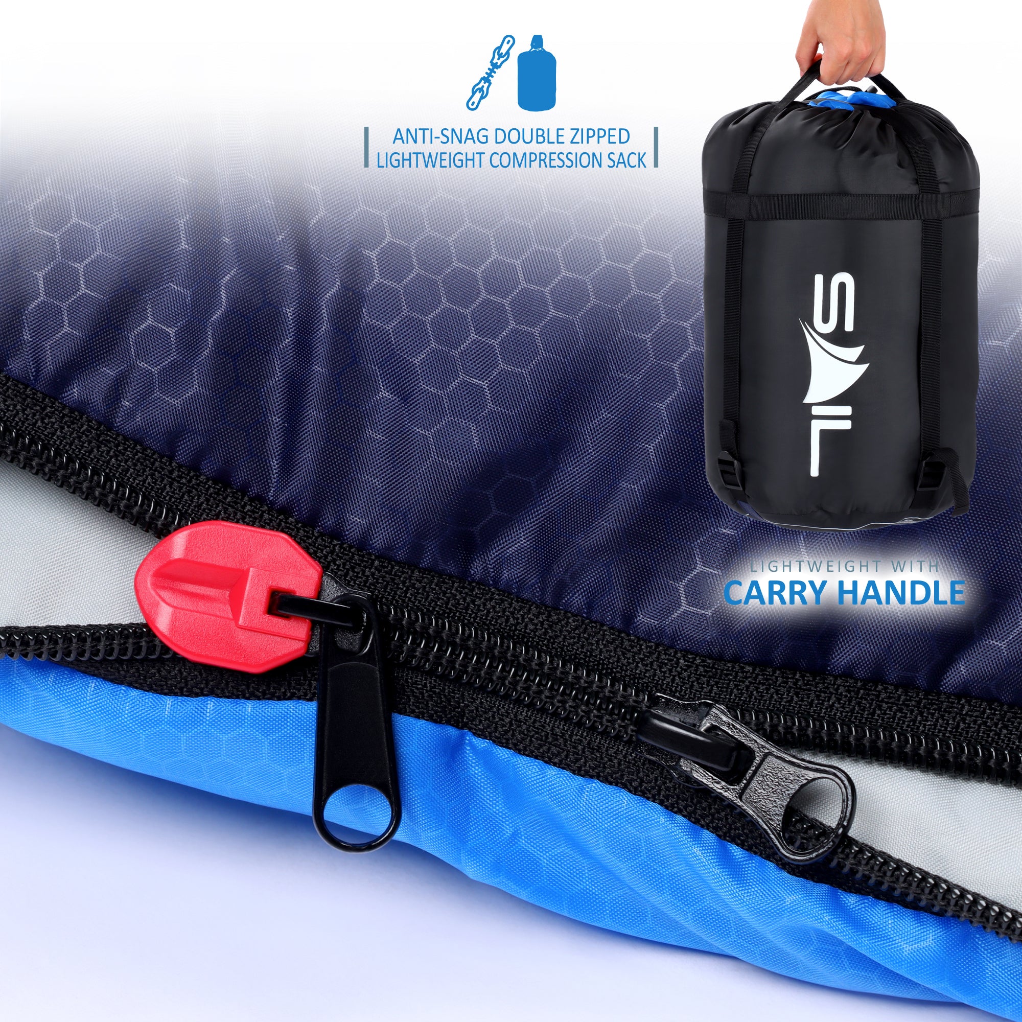 4 Season Single Sleeping Bag – Waterproof Camping Hiking Fishing Envelope Bag, Large, UK